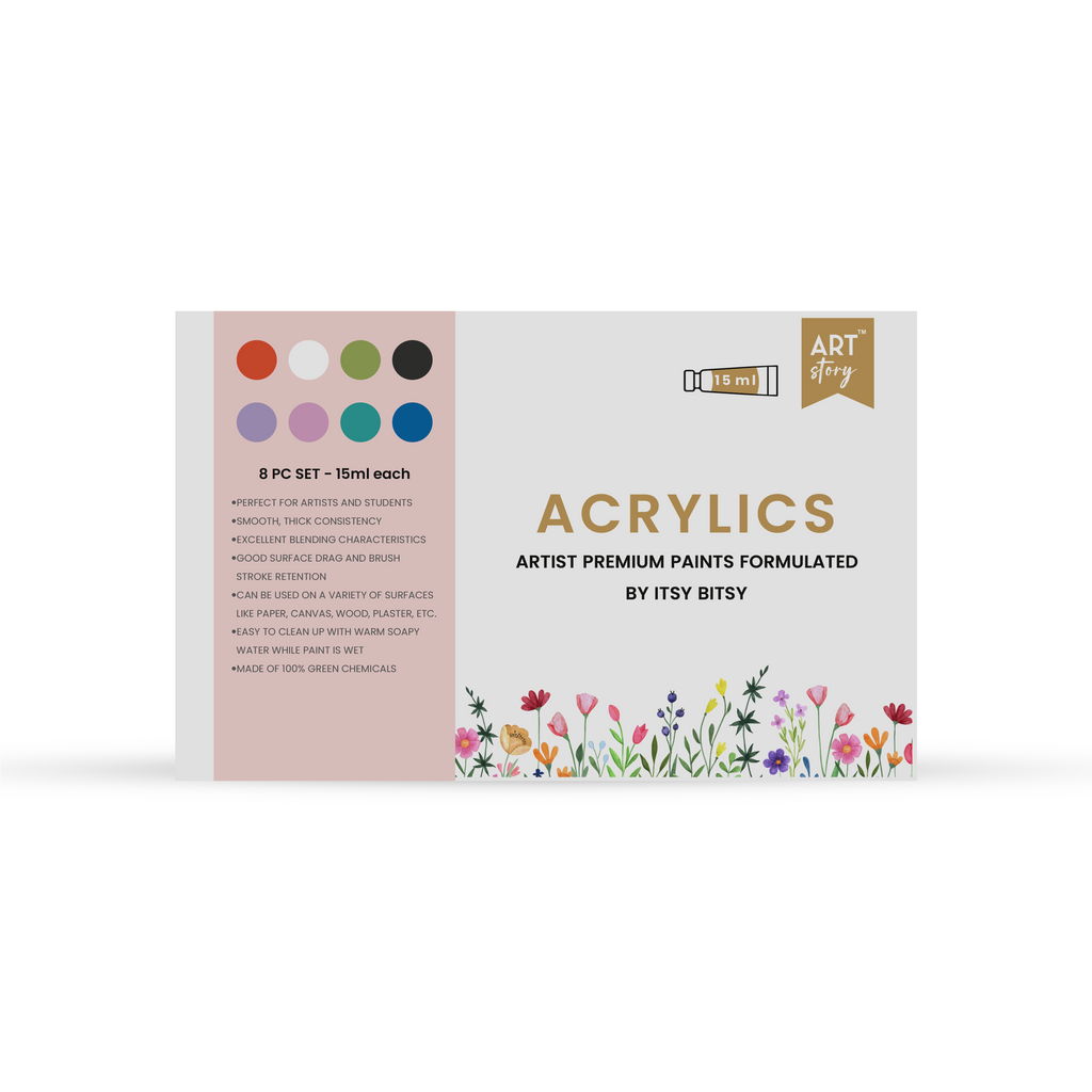 Artists Acrylic Colour Set Pastel 8 Colors X 15ml each