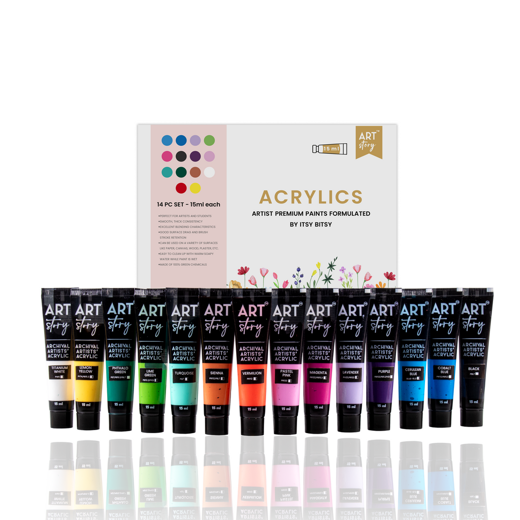 Artists Acrylic Colour Set 14 Colors X 15ml each