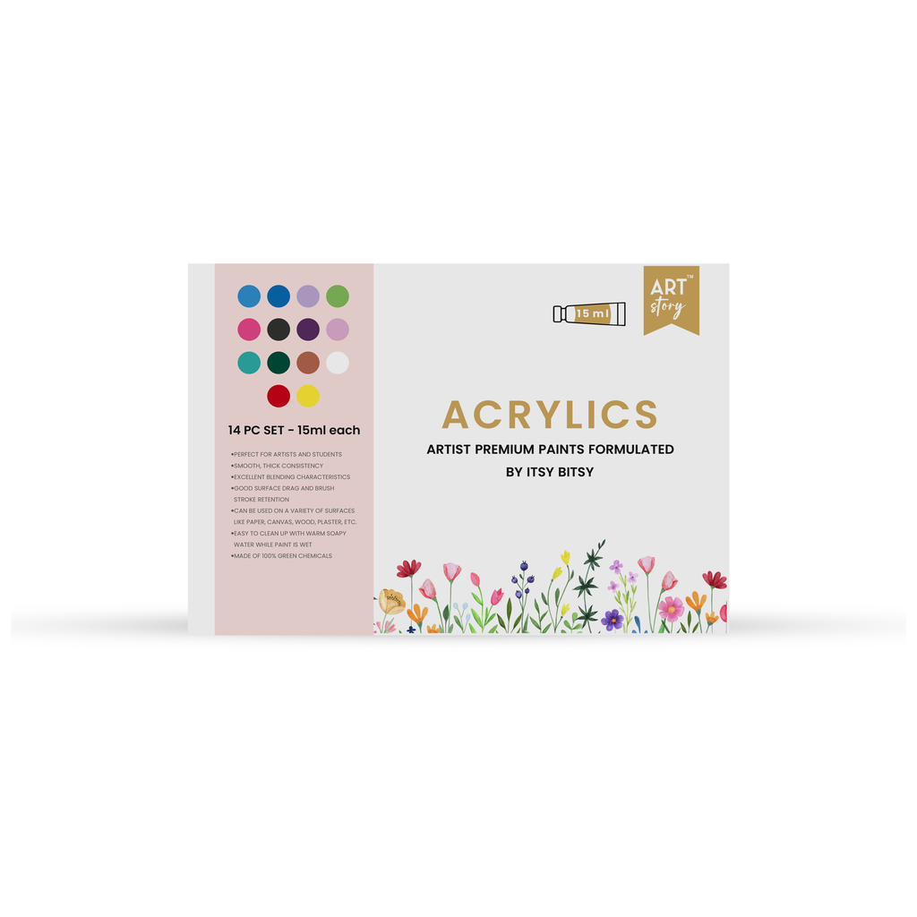 Artists Acrylic Colour Set 14 Colors X 15ml each