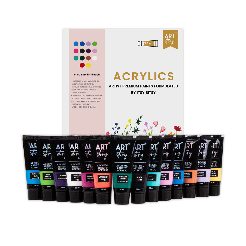 Artists Acrylic Colour Set 14 Colors X 30ml each