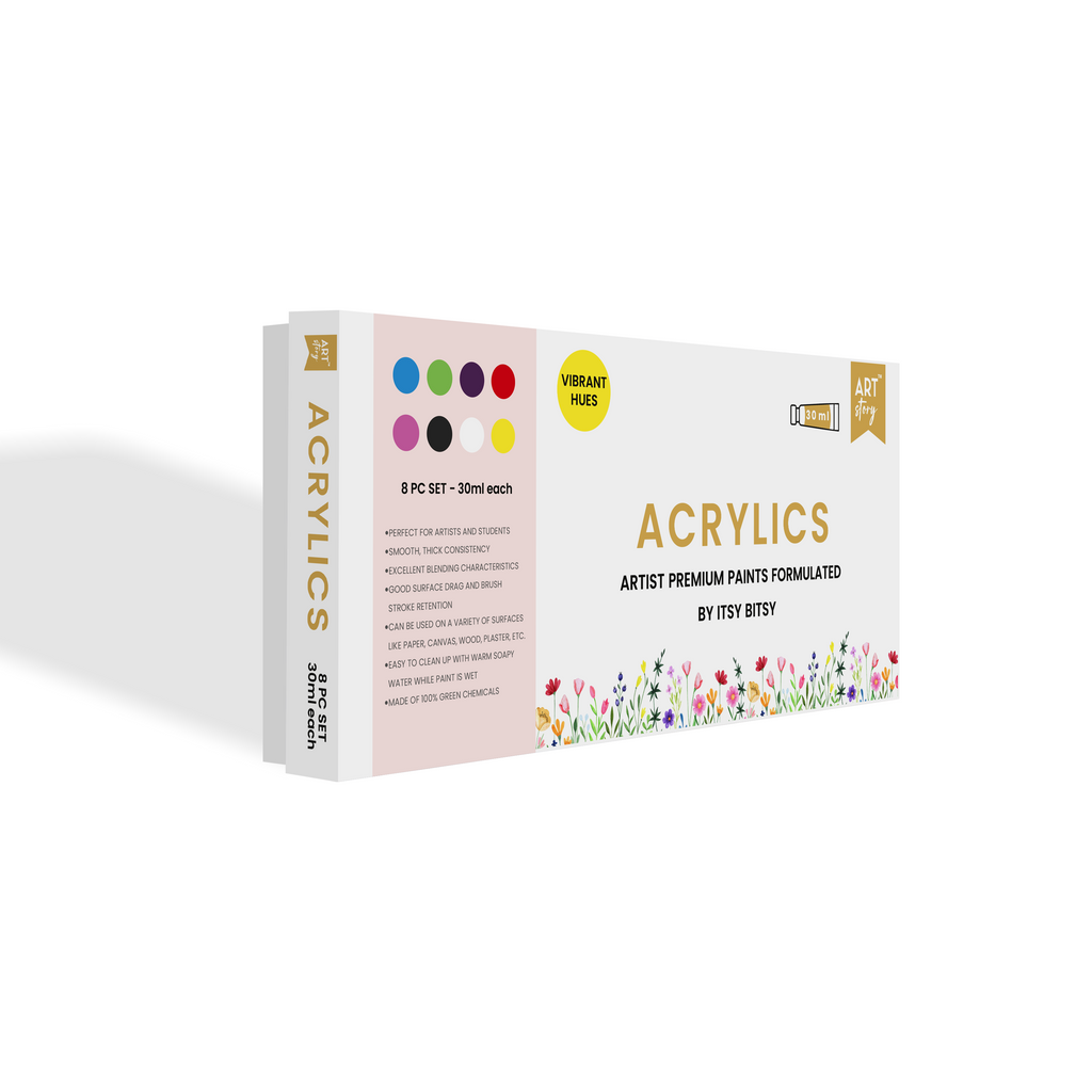 Artists Acrylic Colour Set Bright 8 colours X 30ml each
