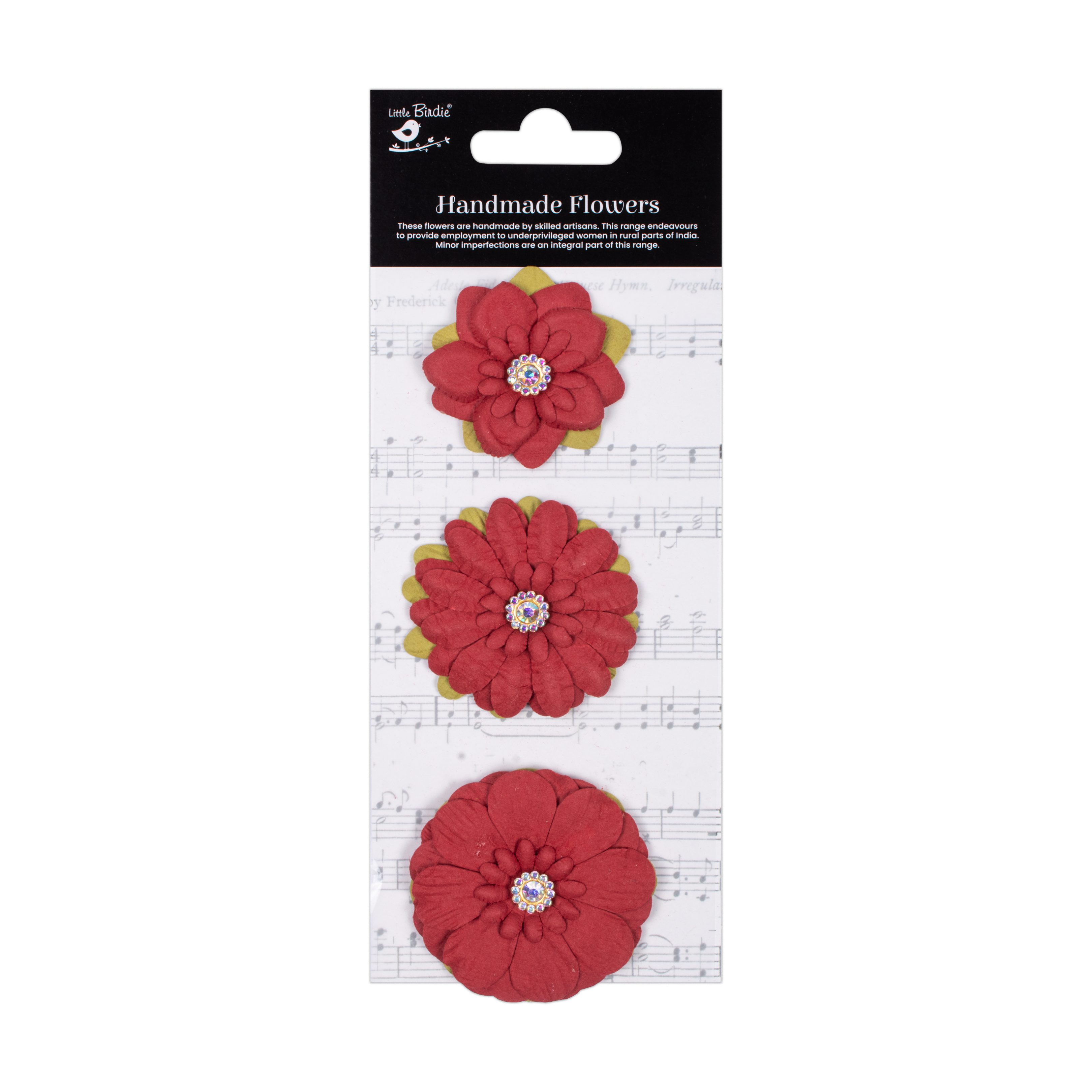 Handmade Flowers Cardinal Red Jeremy 3Pc