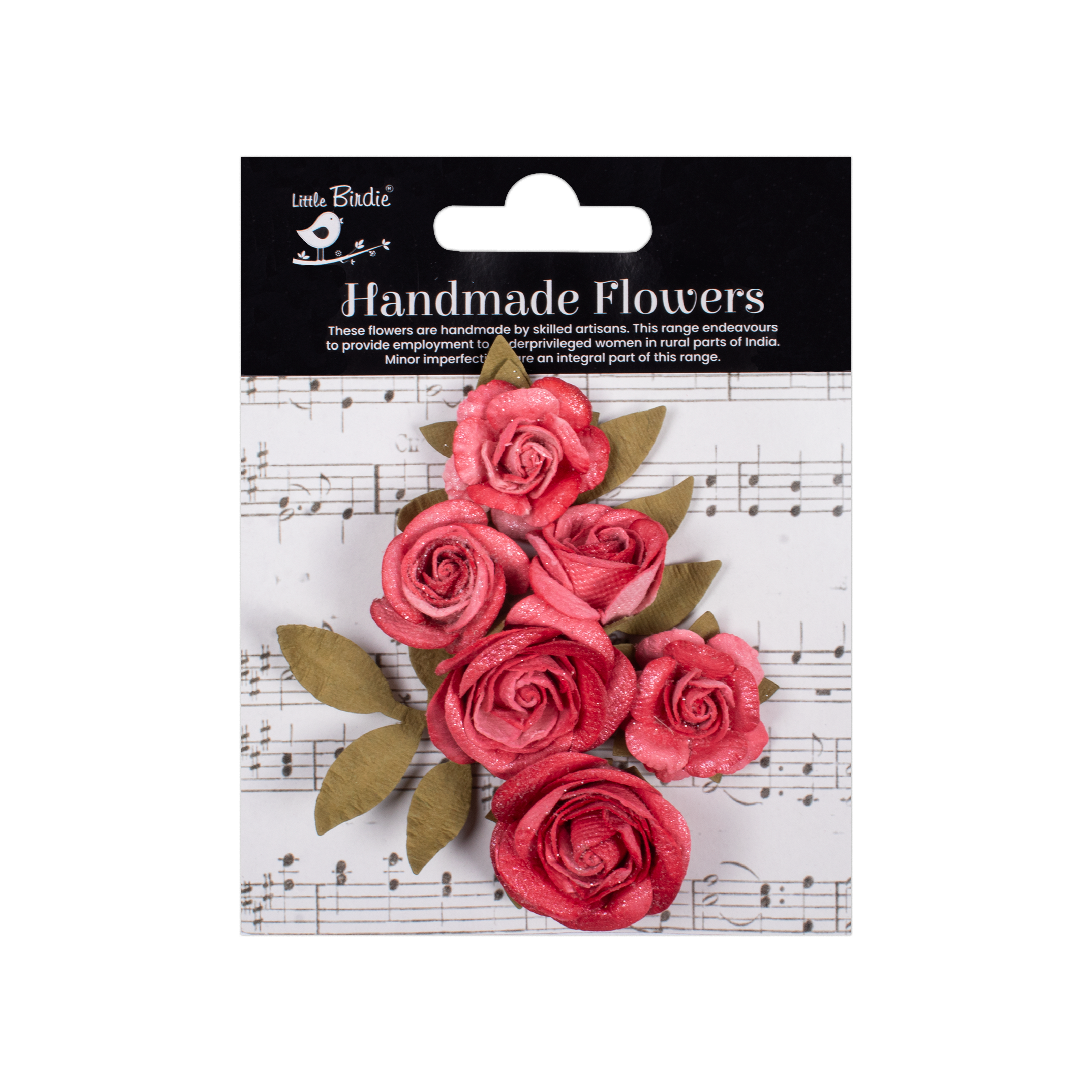 Handmade Flowers Cardinal Red Foina Approx 3 & 4Cm 8Pc