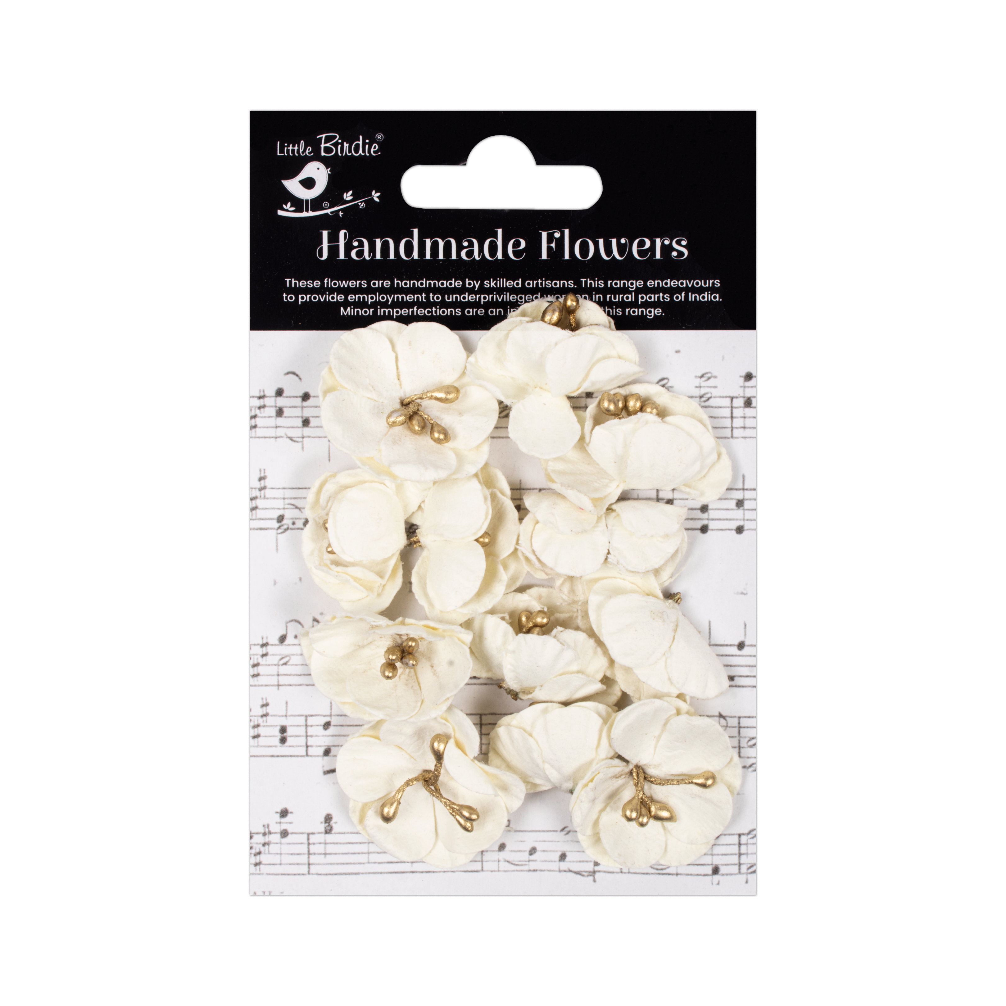 Handmade Flowers Ivory Pearl Embossed Daisies Approx 3Cm 12Pc
