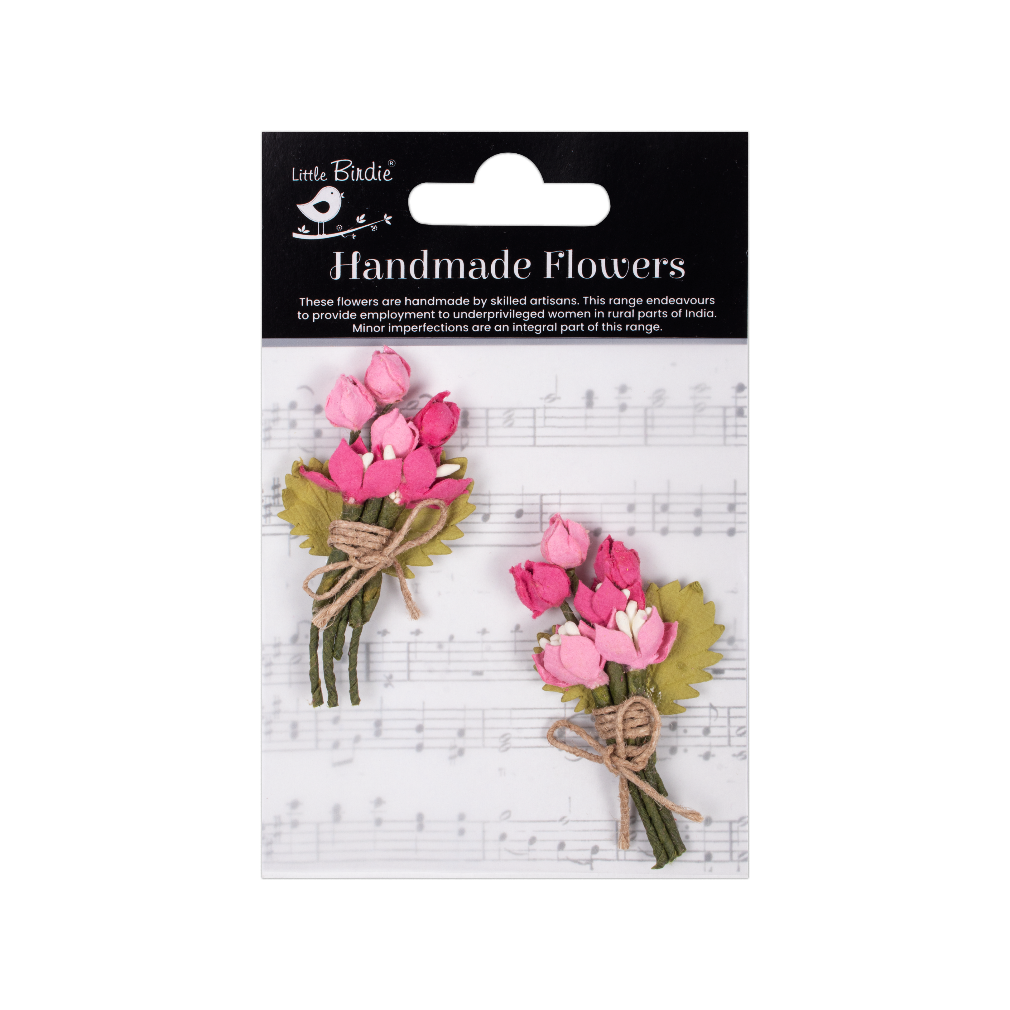 Handmade Flowers Precious Pink Jubilee Approx 3.5Cm 2Pc