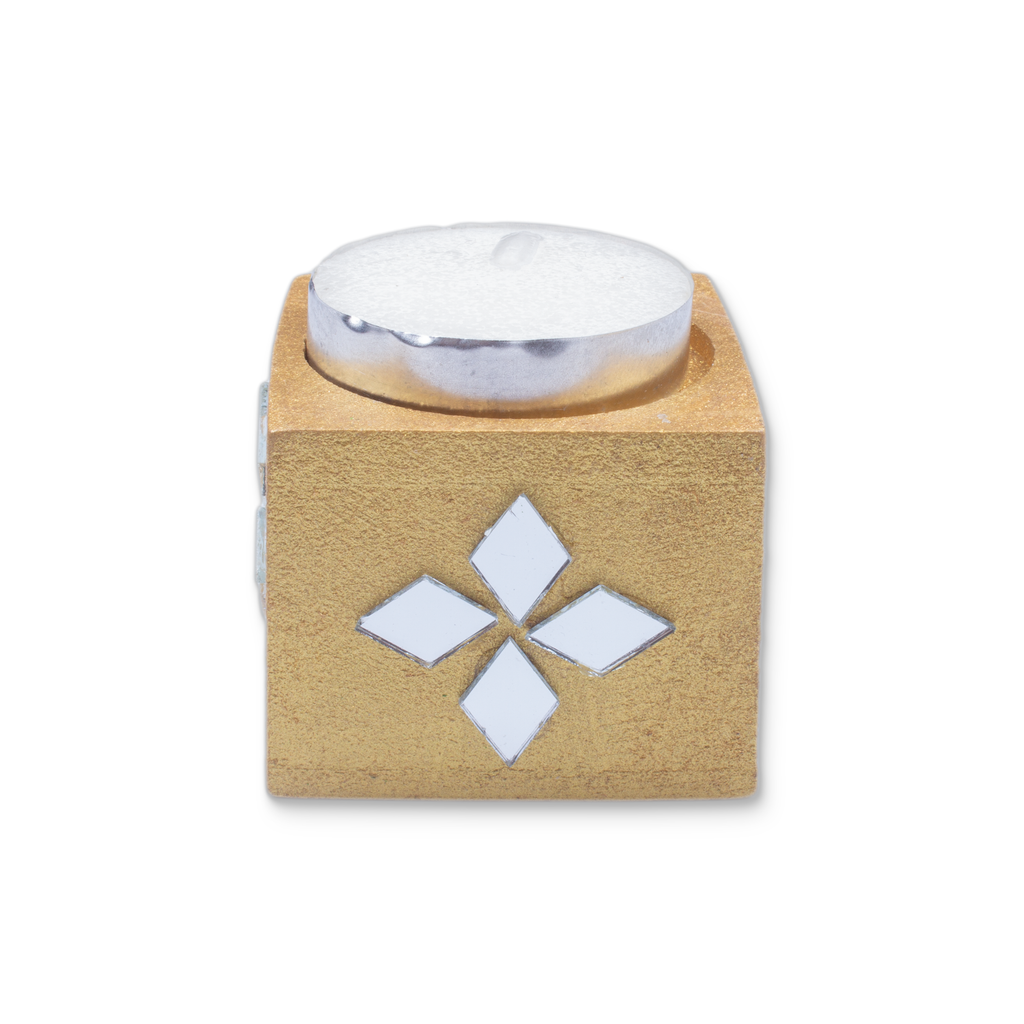 Mirror Art Tealight Holder Florista Gold 1.5inch 1pc ( Candle Included 1pc)