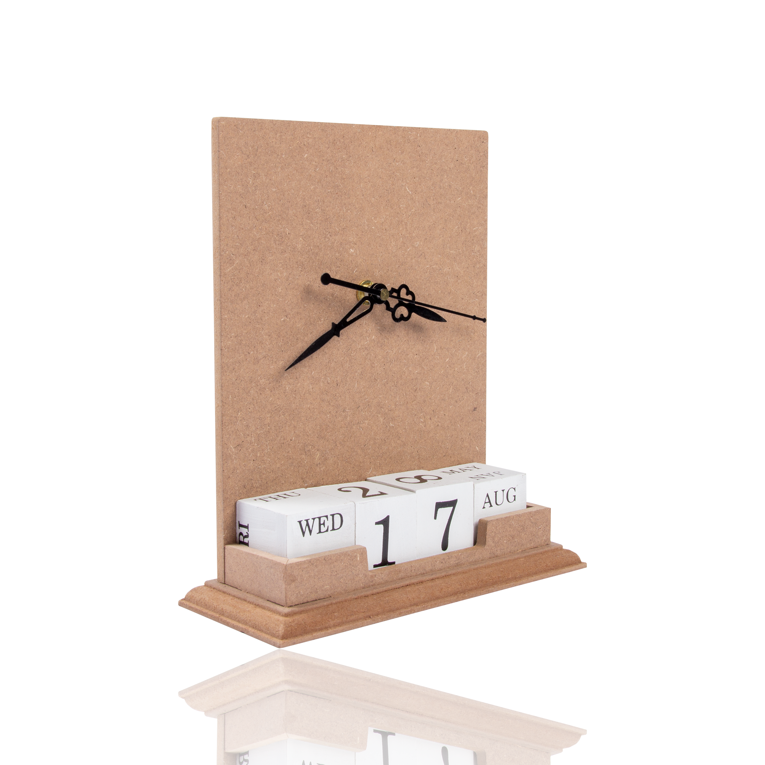 MDF Table Clock Calender With Paints L 8.2Xw 7.1 Inch 1Pc