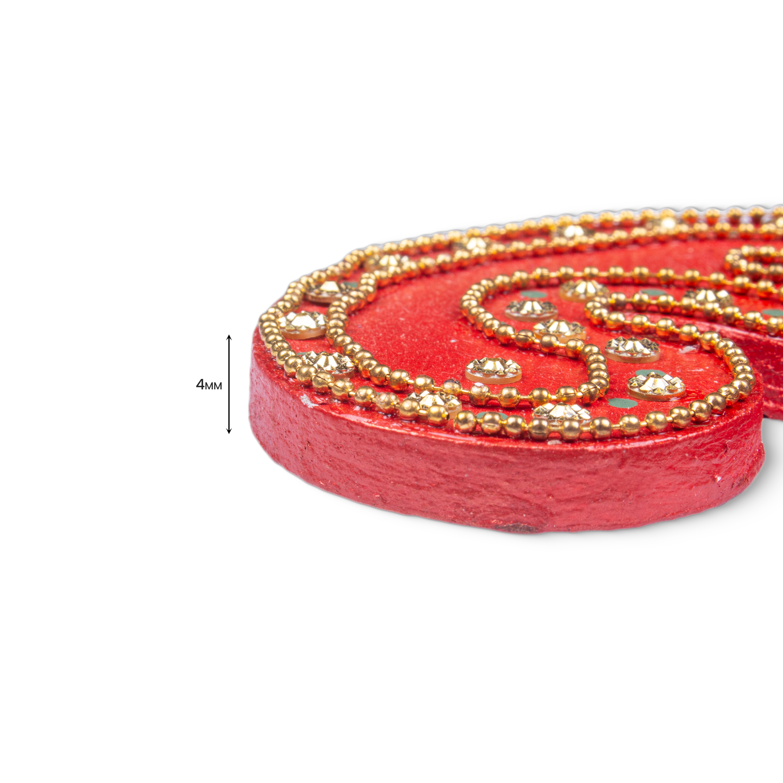 Tealight Holder Paisley Charm Red Approx 5.5 X 3.5inch 4mm Thick 2pc ( Candle Included 1pc)