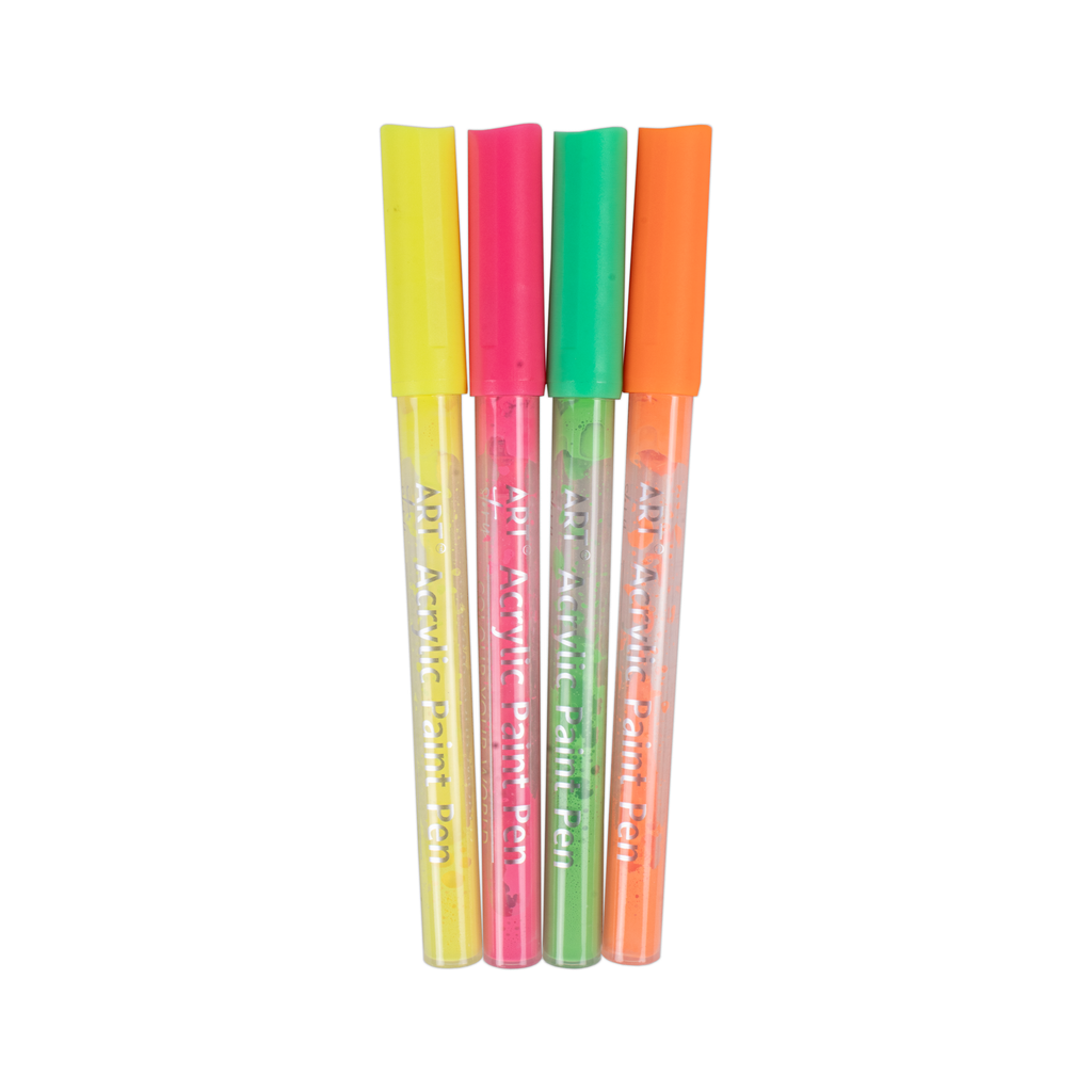Fluorescent Acrylic Paint Marker Pen Water Based 1mm Tip Pack Of 4pc