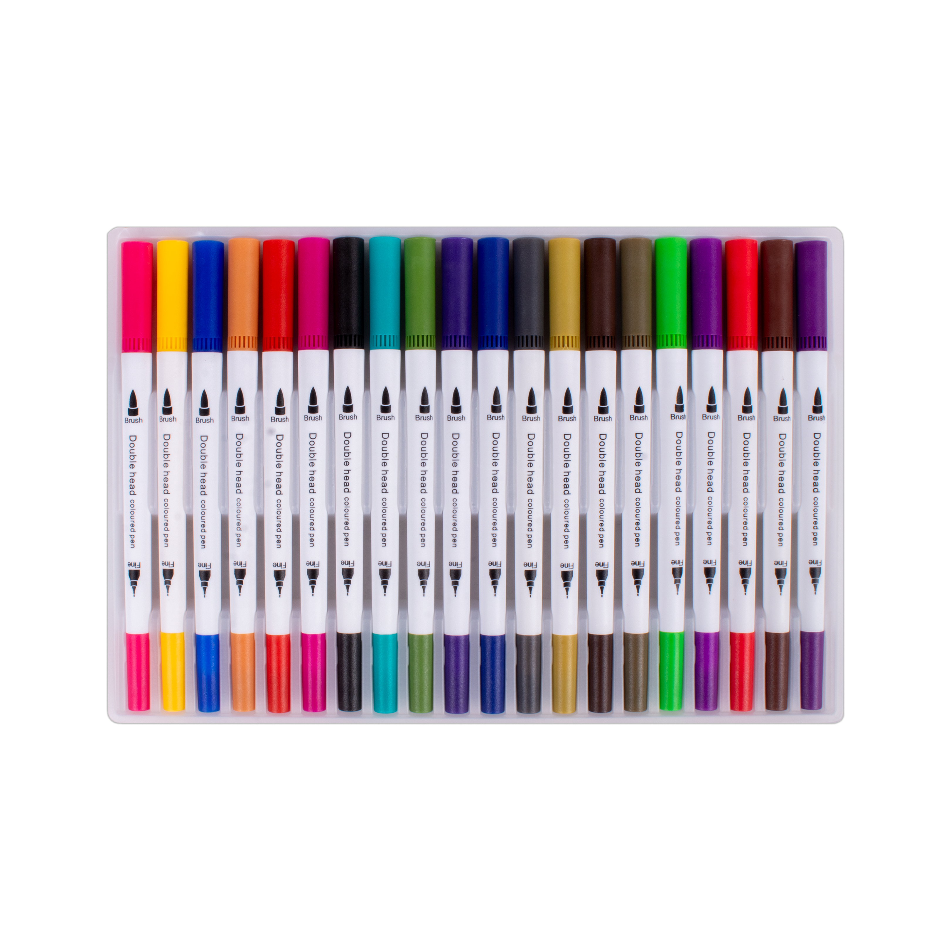 Dual Tip Fineliner/Brush Markers Water Based Bright Brush 1-2mm Fineliner 0.4mm Tip Approx Pack Of 20pc Blister