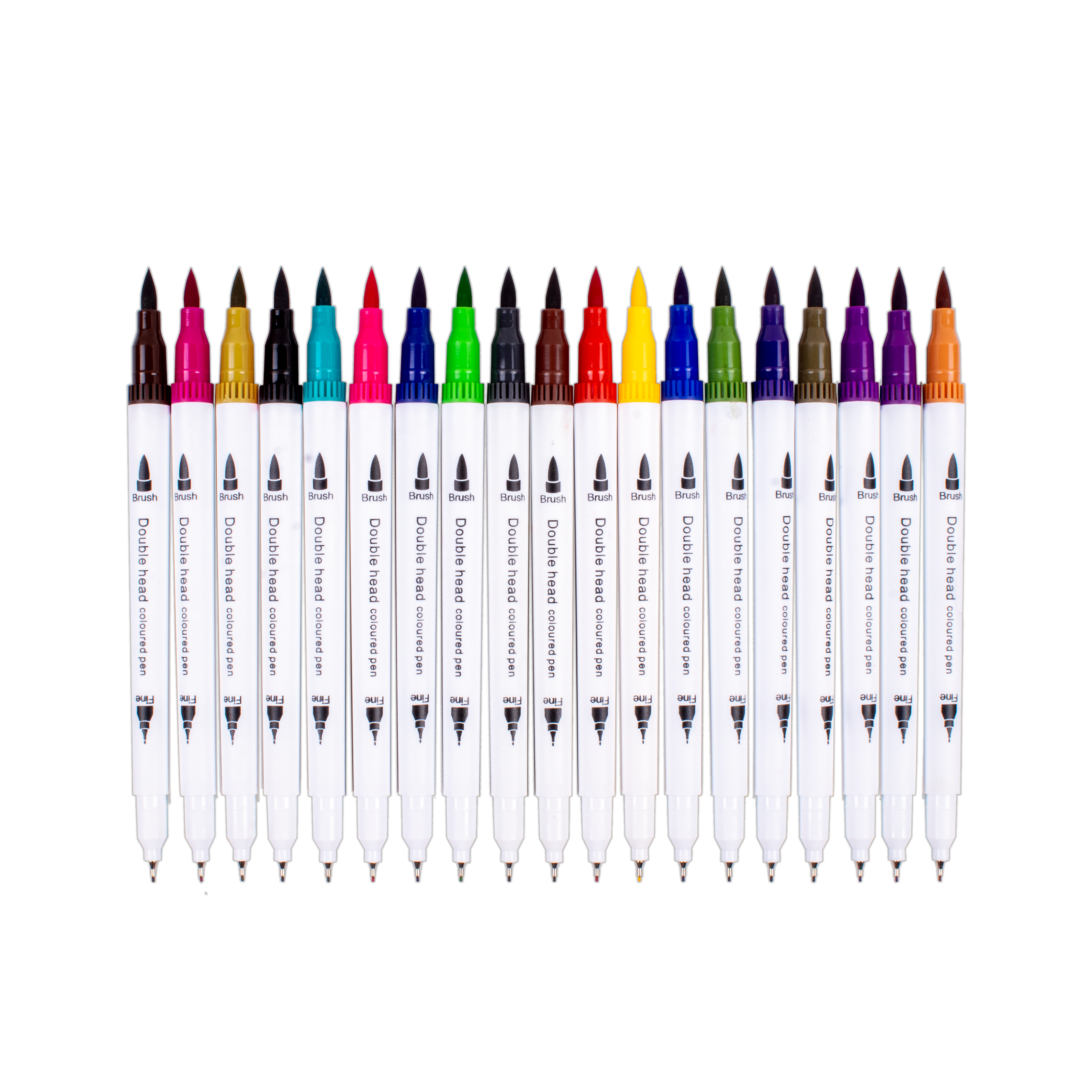 Dual Tip Fineliner/Brush Markers Water Based Bright Brush 1-2mm Fineliner 0.4mm Tip Approx Pack Of 20pc Blister