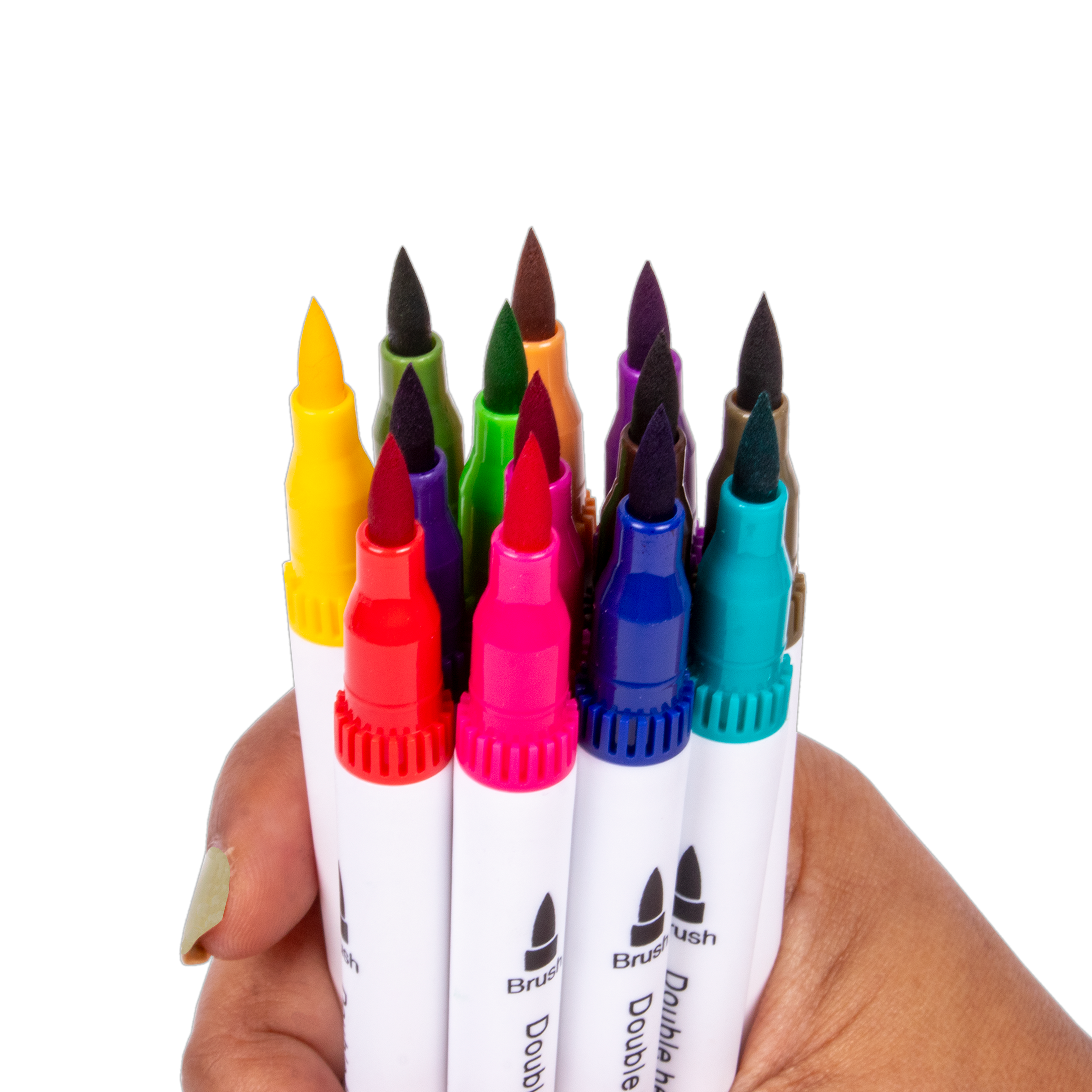 Dual Tip Fineliner/Brush Markers Water Based Bright Brush 1-2mm Fineliner 0.4mm Tip Approx Pack Of 20pc Blister