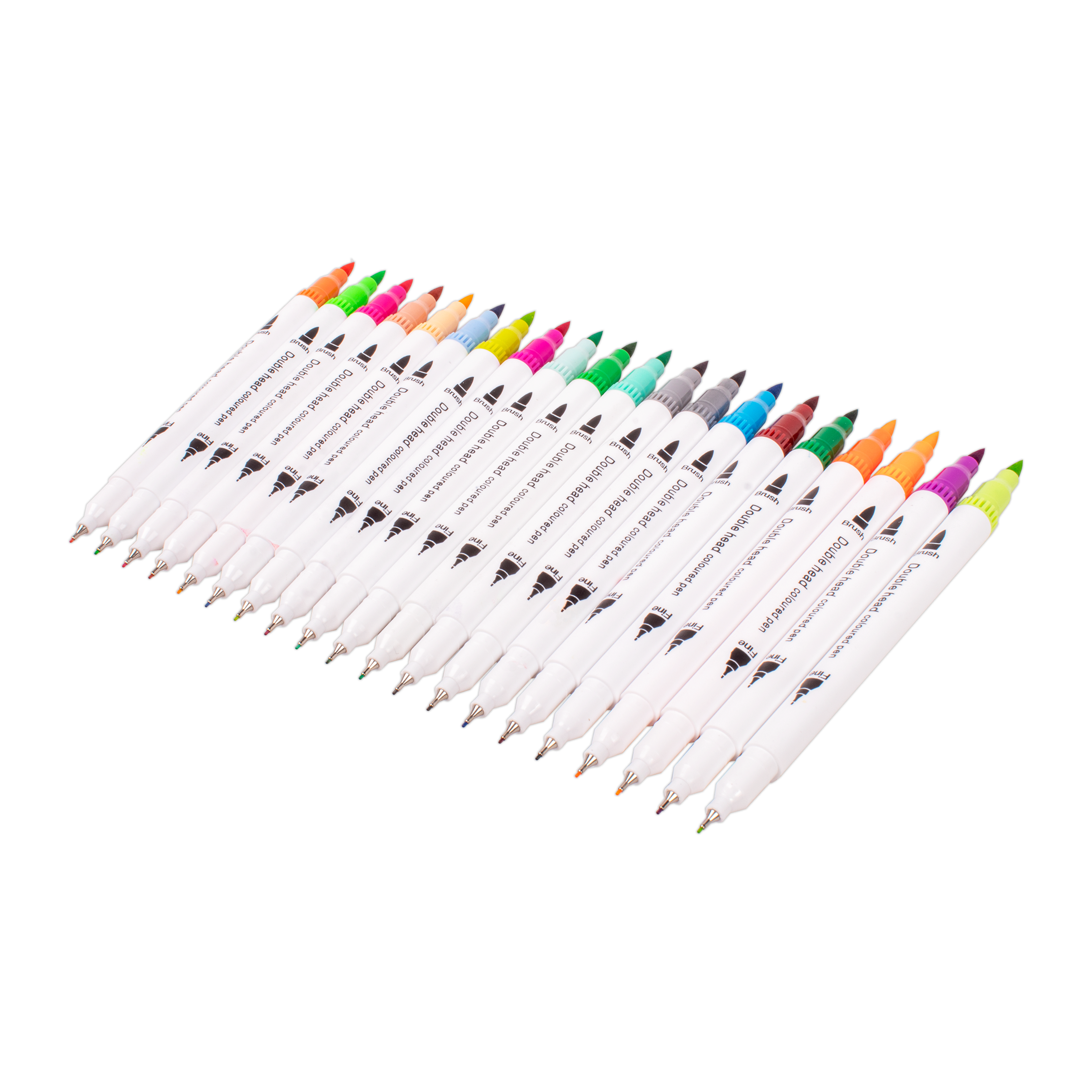 Dual Tip Fineliner/Brush Markers Water Based Pastel Brush 1-2mm Fineliner 0.4mm Tip Approx Pack Of 20pc Blister