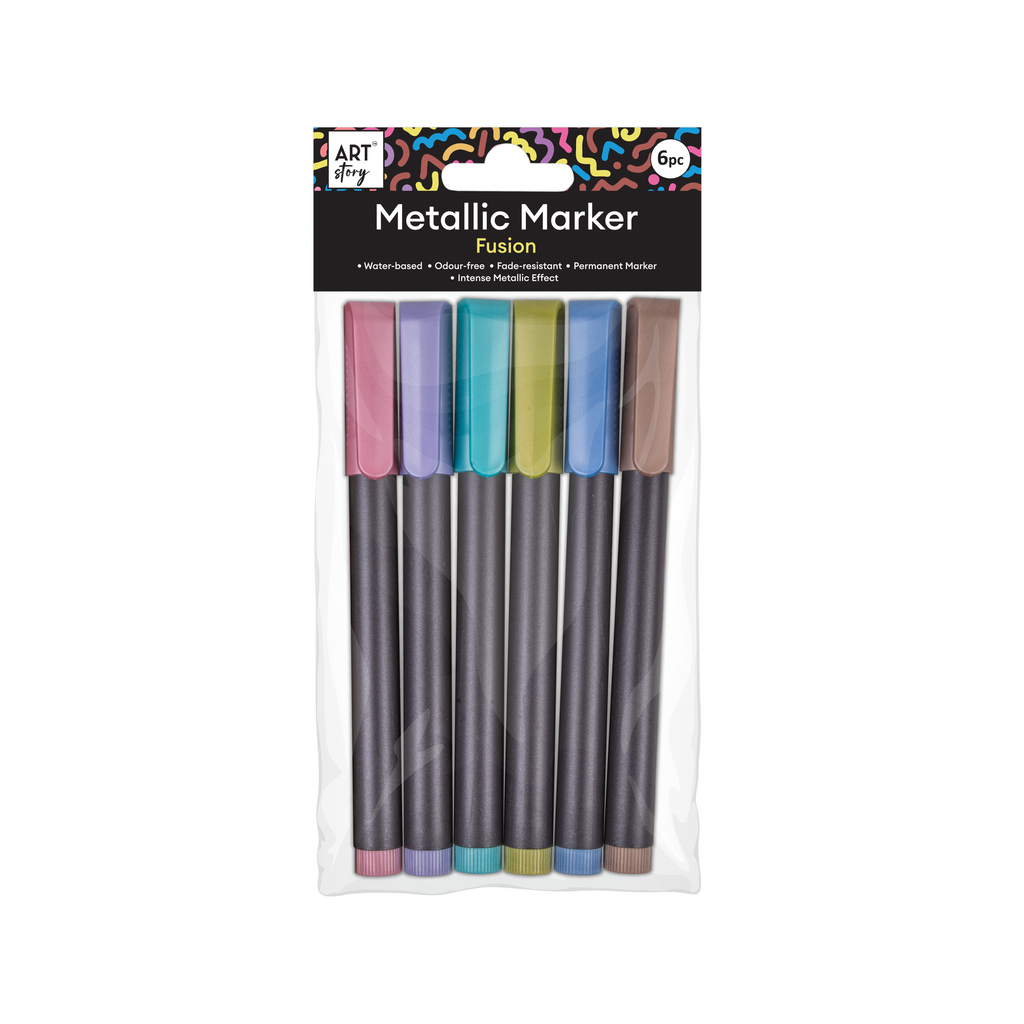 Metallic Marker Pen Water Based Fusion Pack Of 6pc