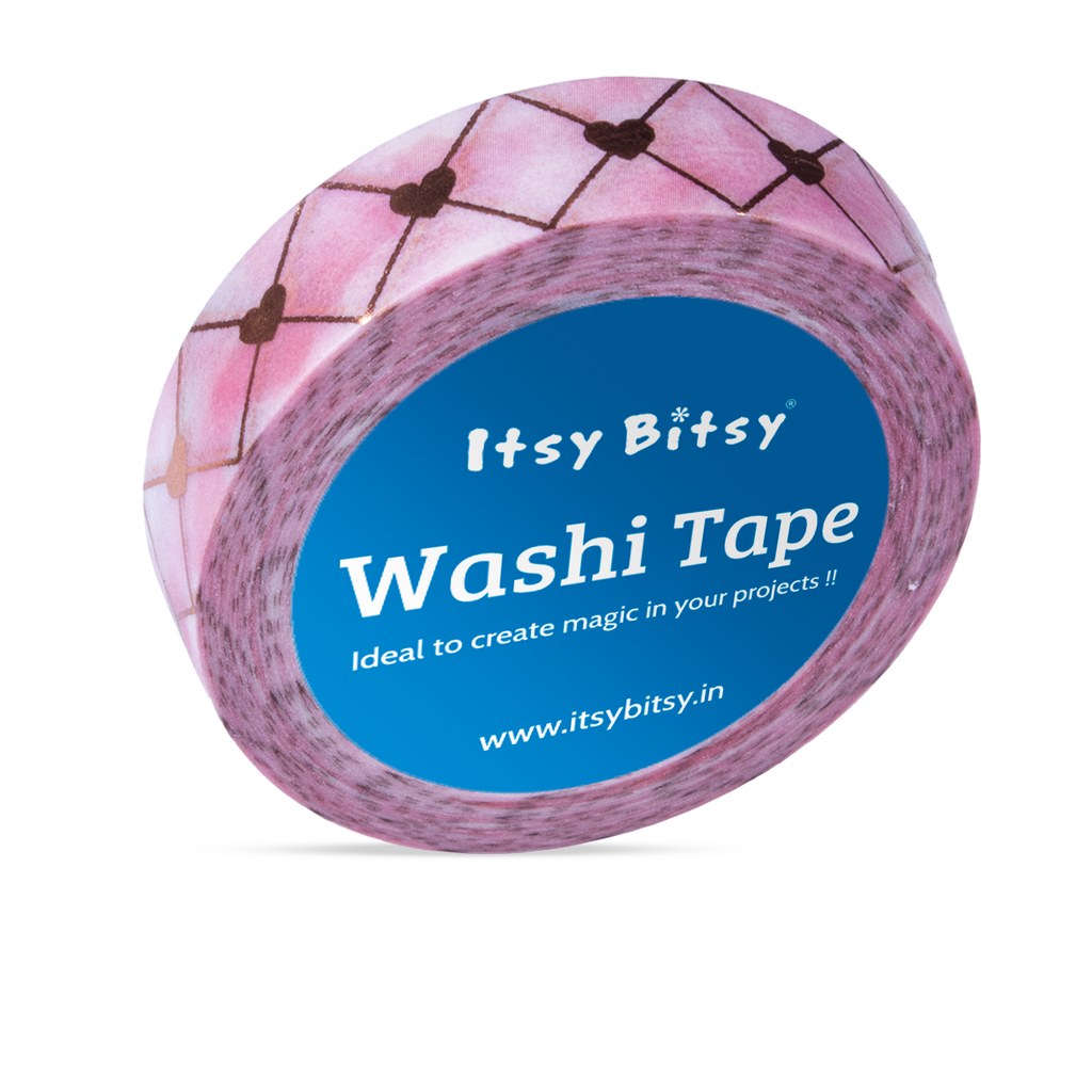 Washi Tape Heart Grid 10Mmx10Mtr 1Pc