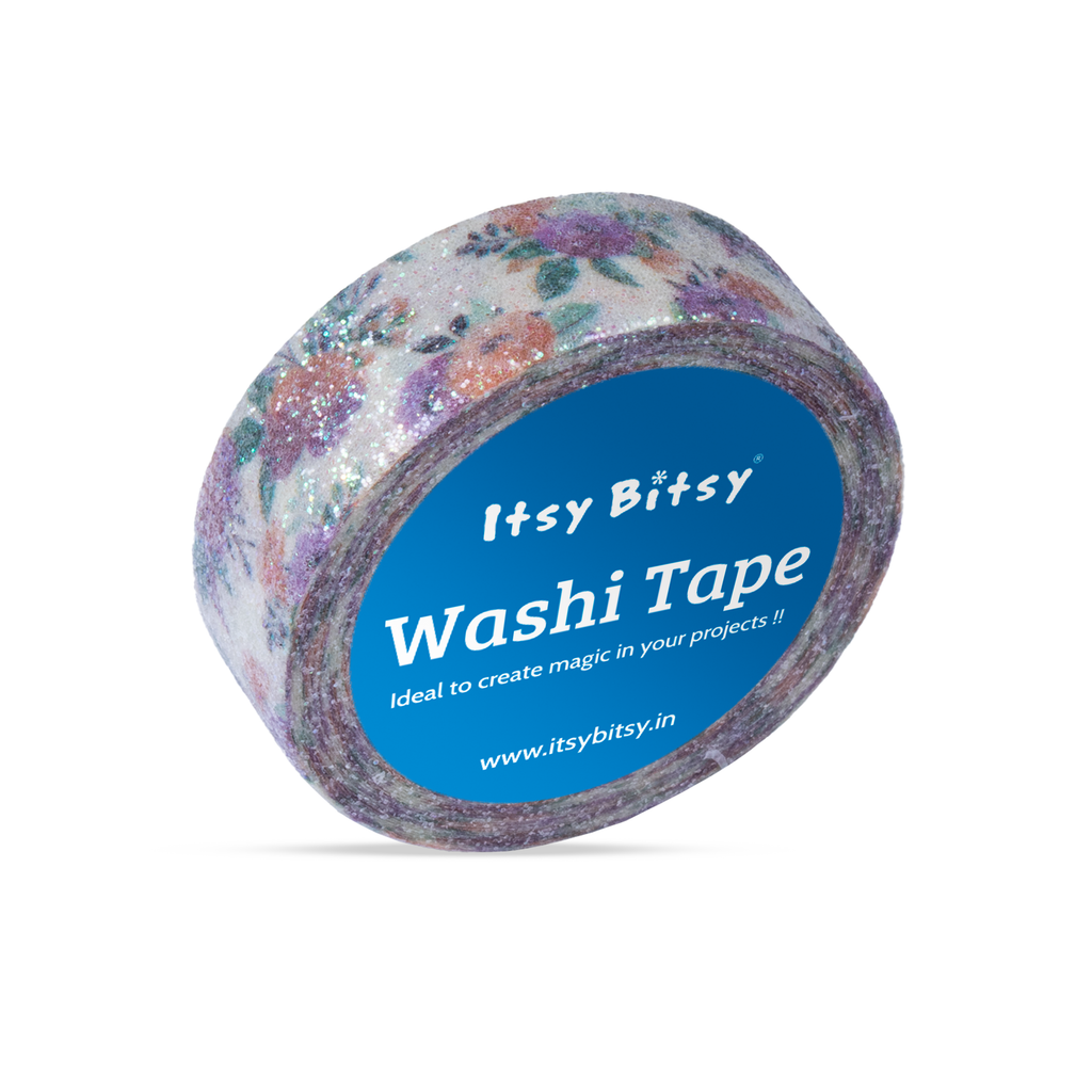 Washi Tape Glitter Floral Glint 15Mmx3Mtr 1Pc