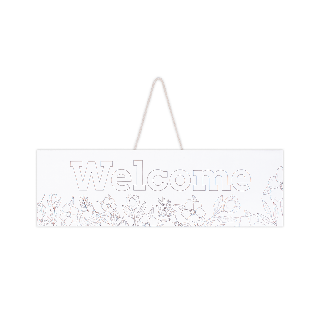 Paintable Pre-Printed Panel Welcome Approx L14 XW4 X H1inch 1pc