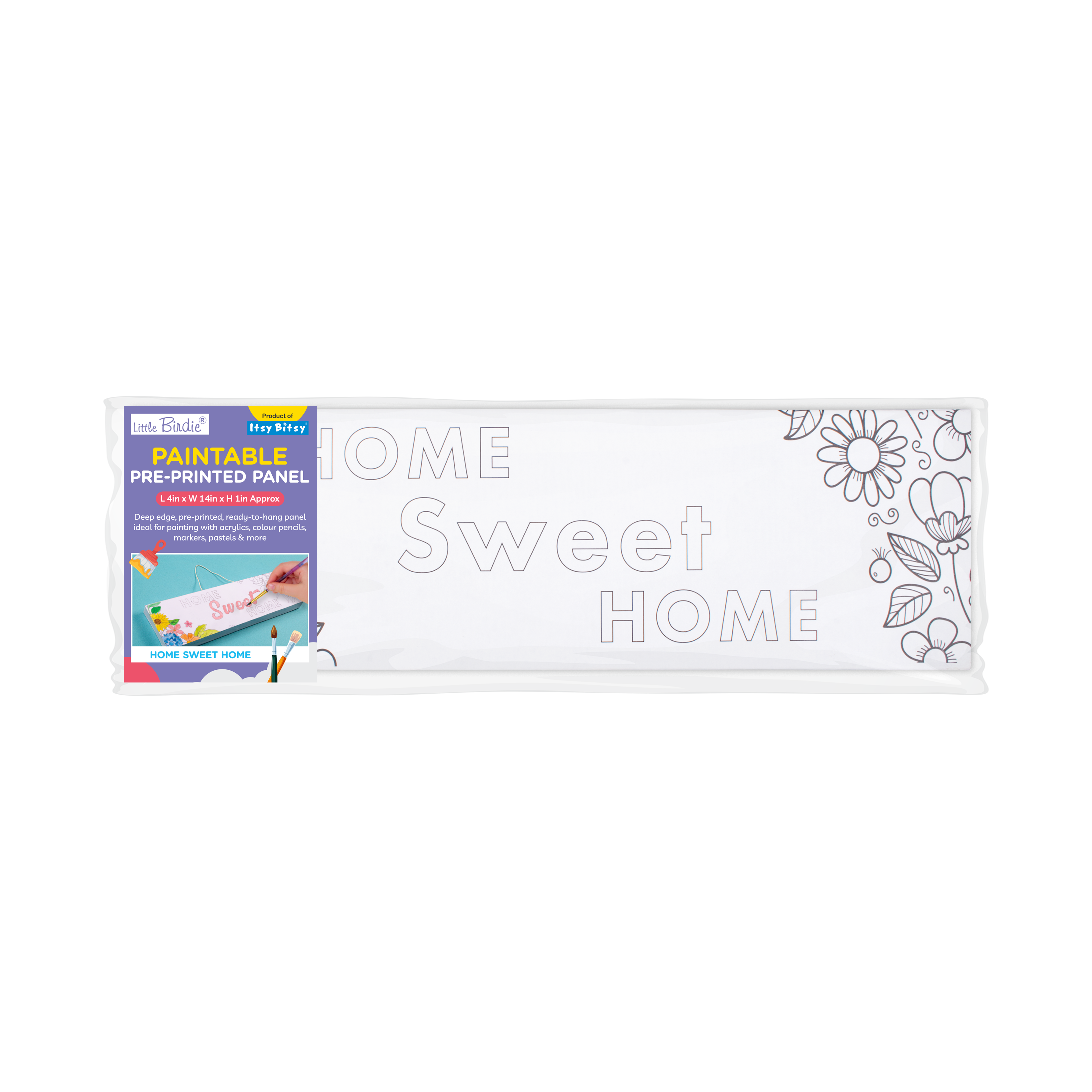 Paintable Pre-Printed Panel Home Sweet Home Approx L14 XW4 X H1inch 1pc