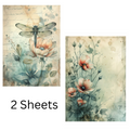 Filament Decoupage Paper Dragonfly Blossom 2Designs 60GSM A4 2Sheets