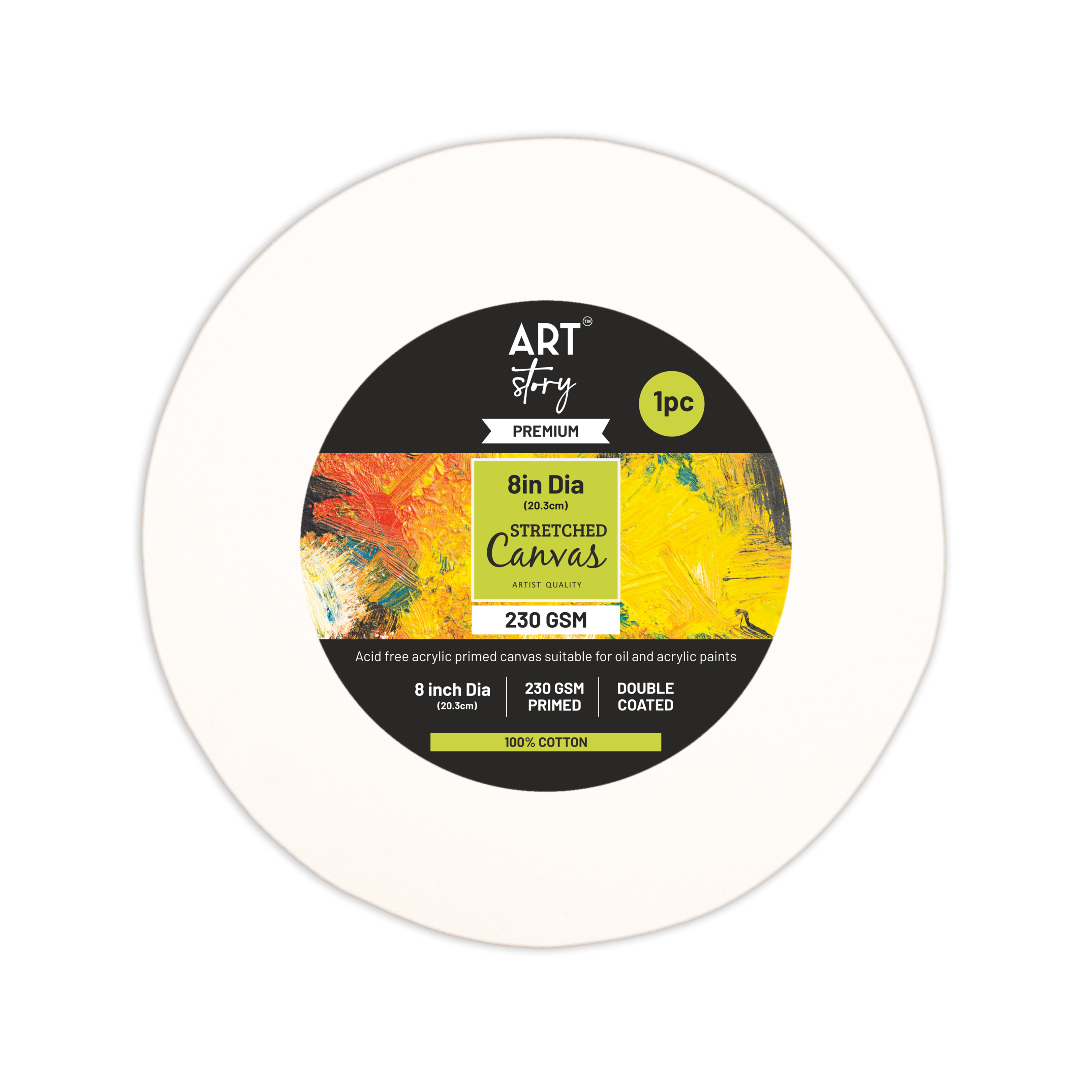 Stretched Canvas Round 22mm 8inch Dia 1pc