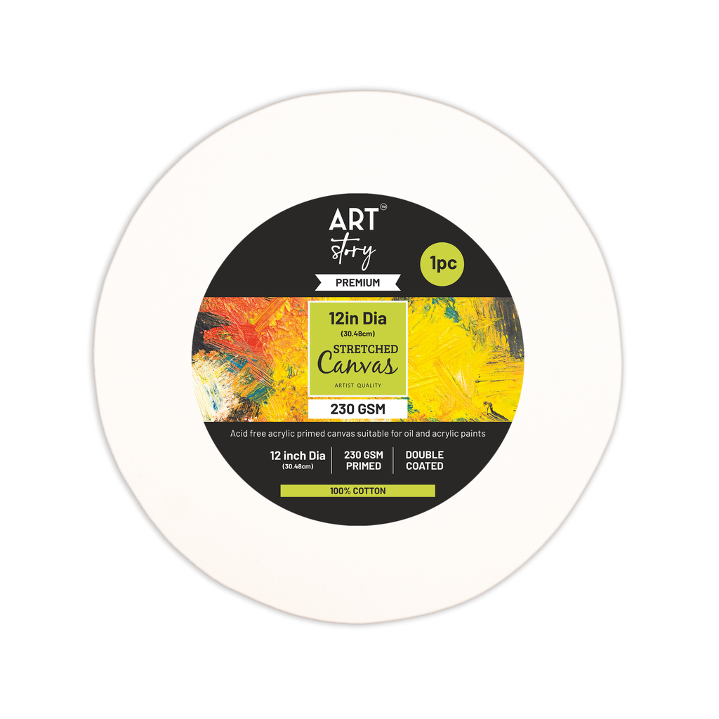 Stretched Canvas Round 22mm 12inch Dia 1pc
