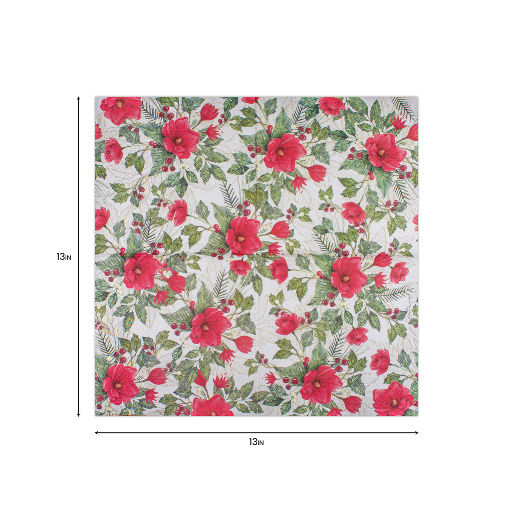 Decoupage Napkin Crimson Blooms 13in x 13in 3 Ply 1pc