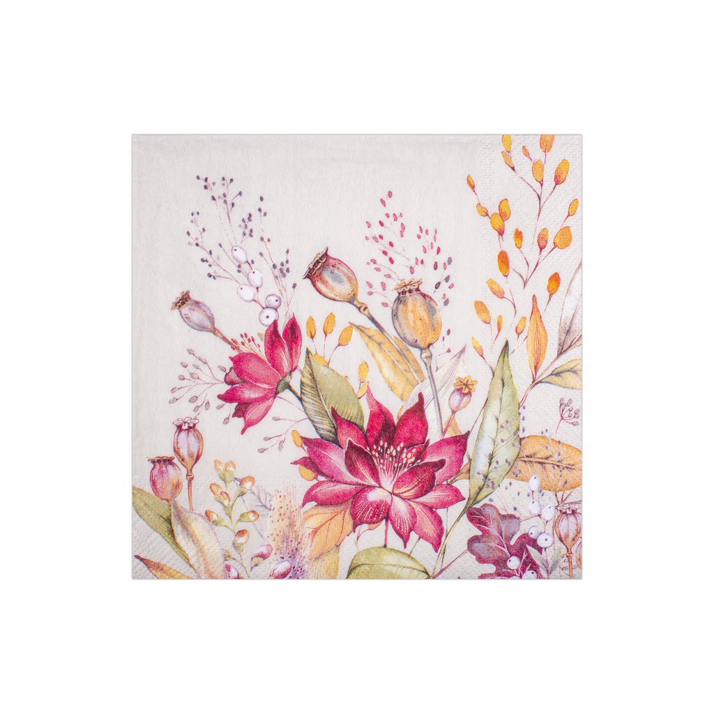 Decoupage Napkin Lily Poppy - Cream 13in X 13in 3 Ply 1pc