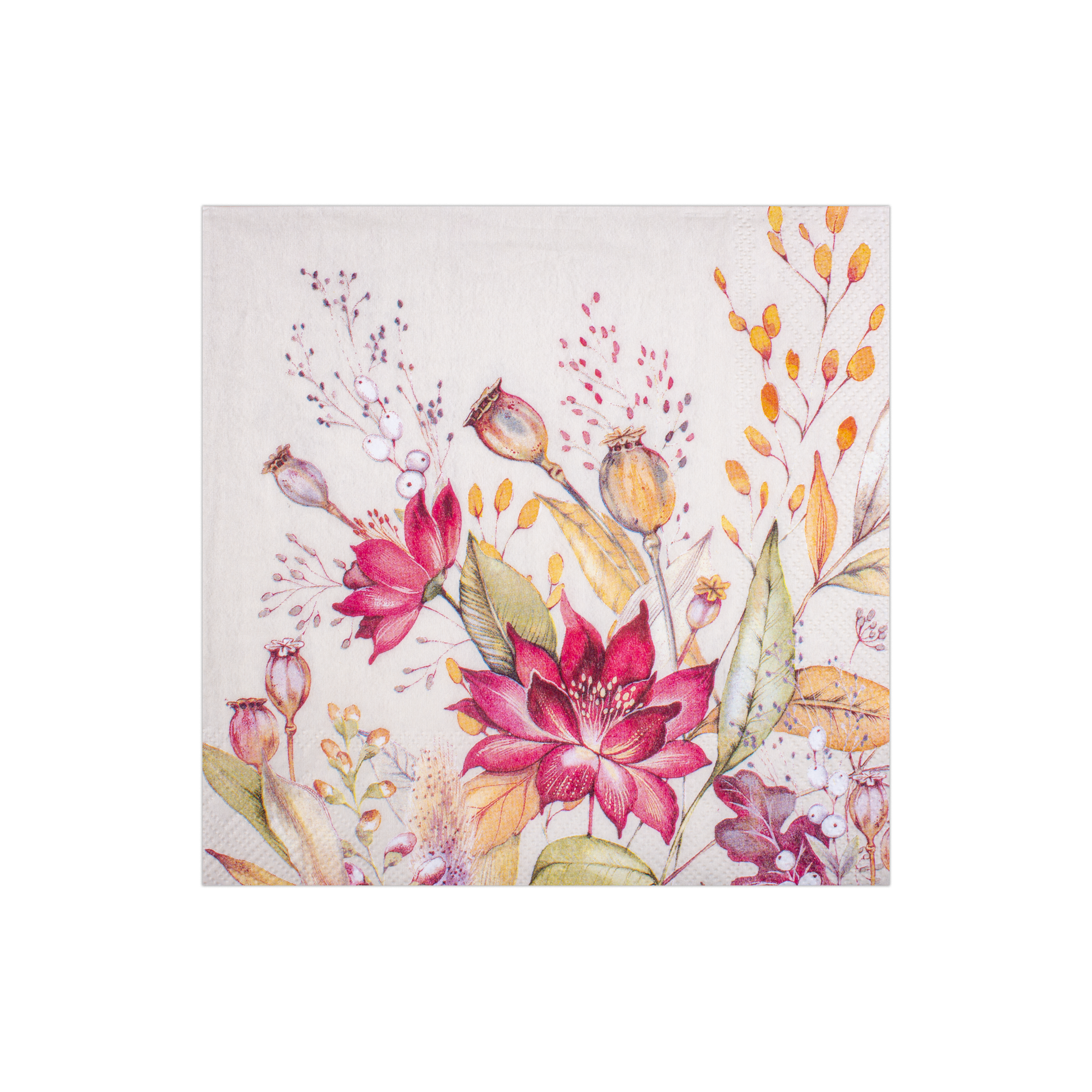 Decoupage Napkin Lily Poppy - Cream 13in X 13in 3 Ply 1pc