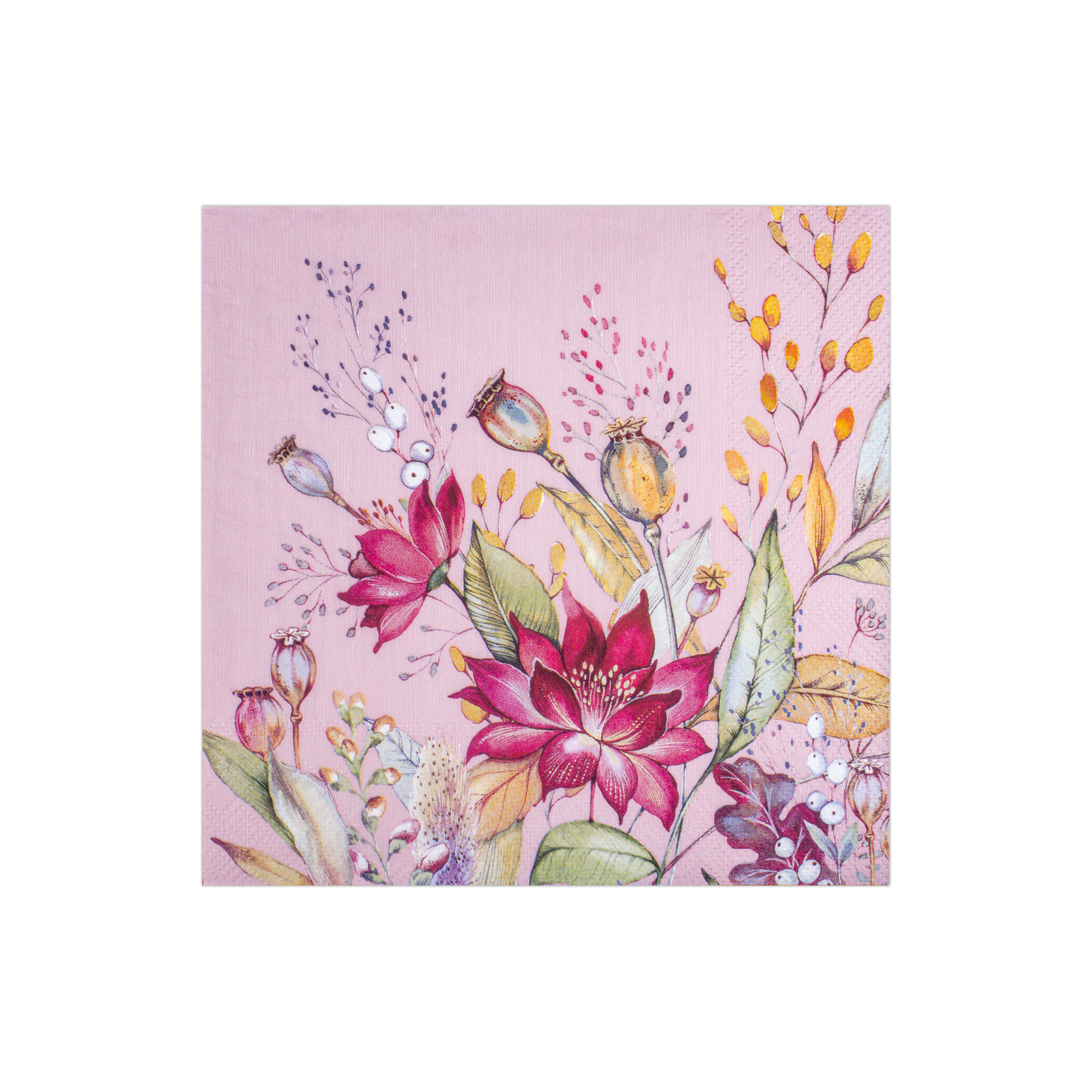 Decoupage Napkin Lily Poppy - Pink 13in X 13inch 3 Ply 1pc