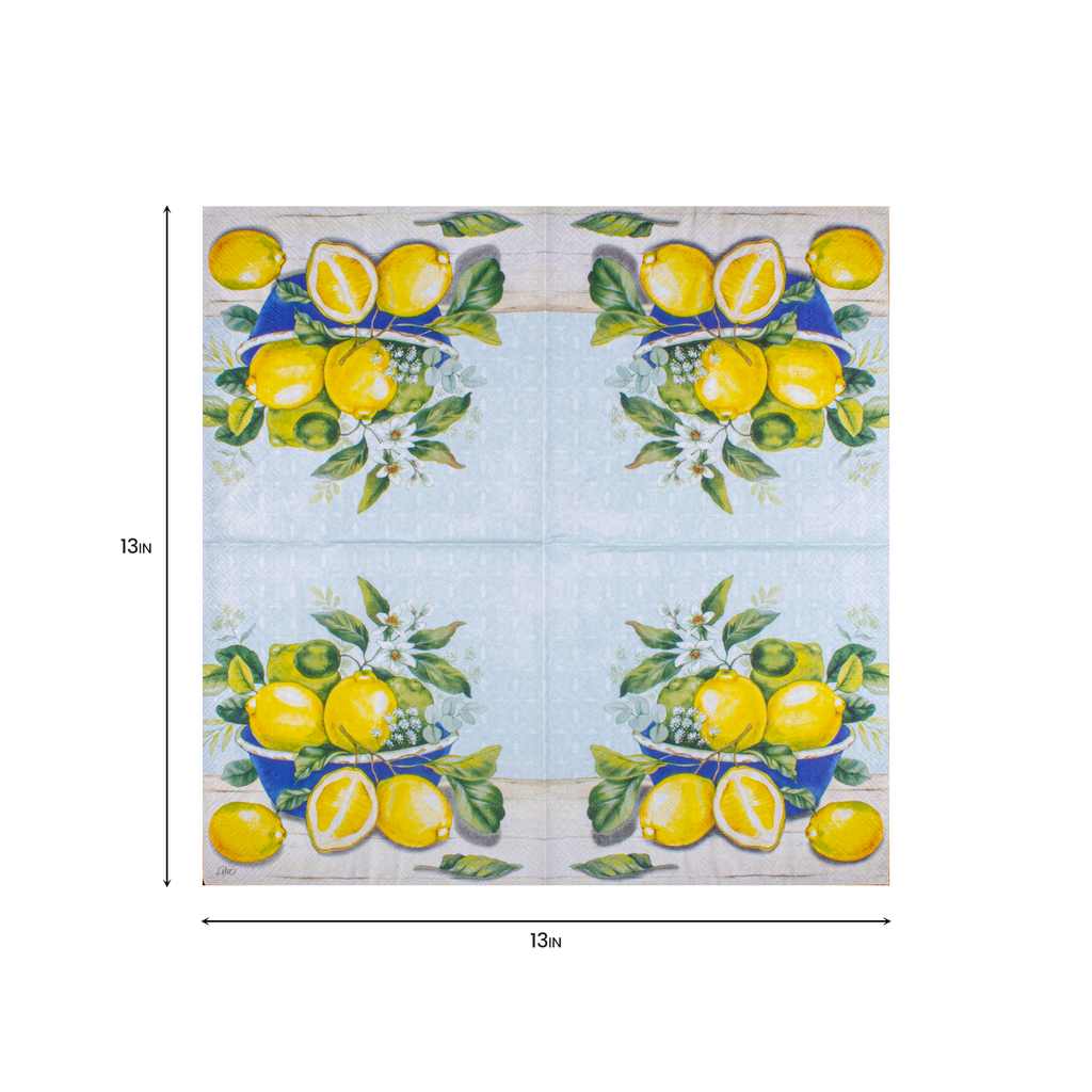 Decoupage Napkin Lemon Bowl 13in X 13in 3 Ply 1pc