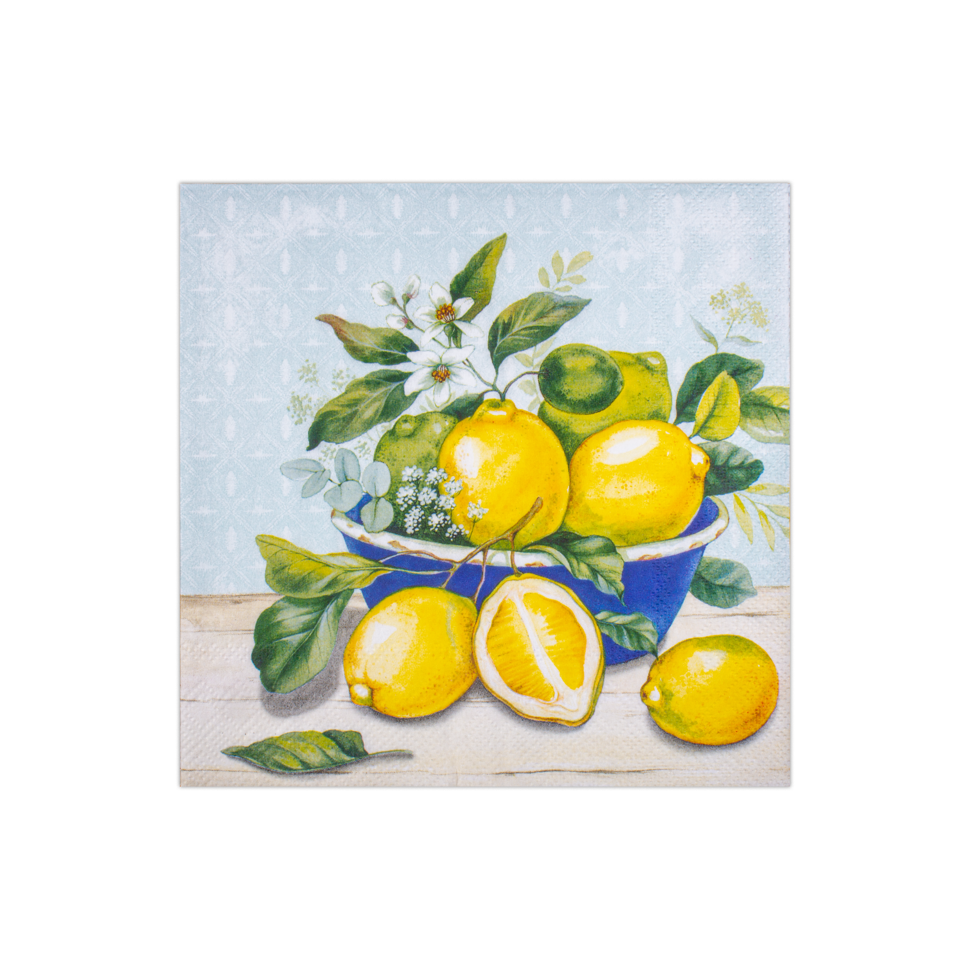 Decoupage Napkin Lemon Bowl 13in X 13in 3 Ply 1pc