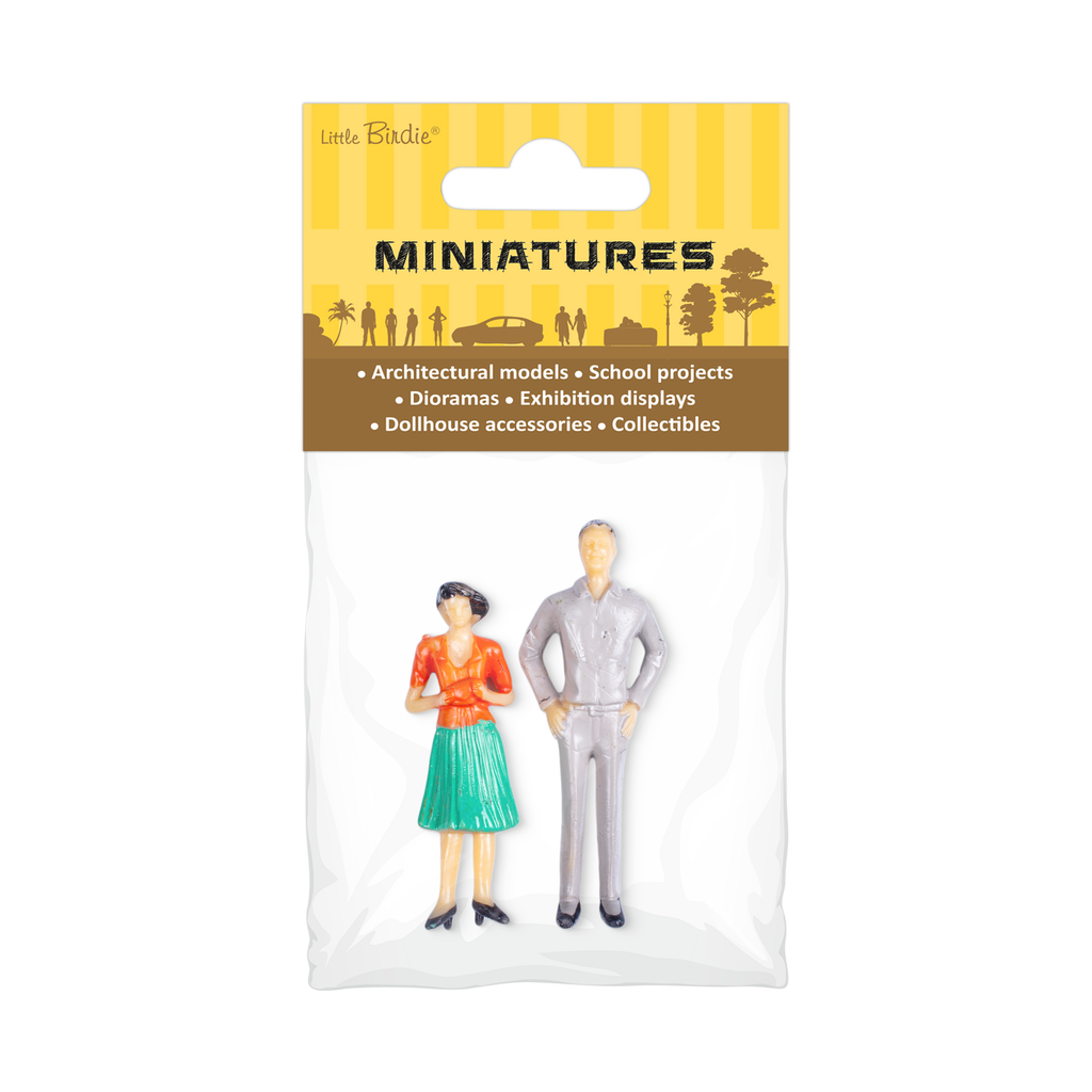 Miniature Human Figurine Assorted Colours H65mm 2pc