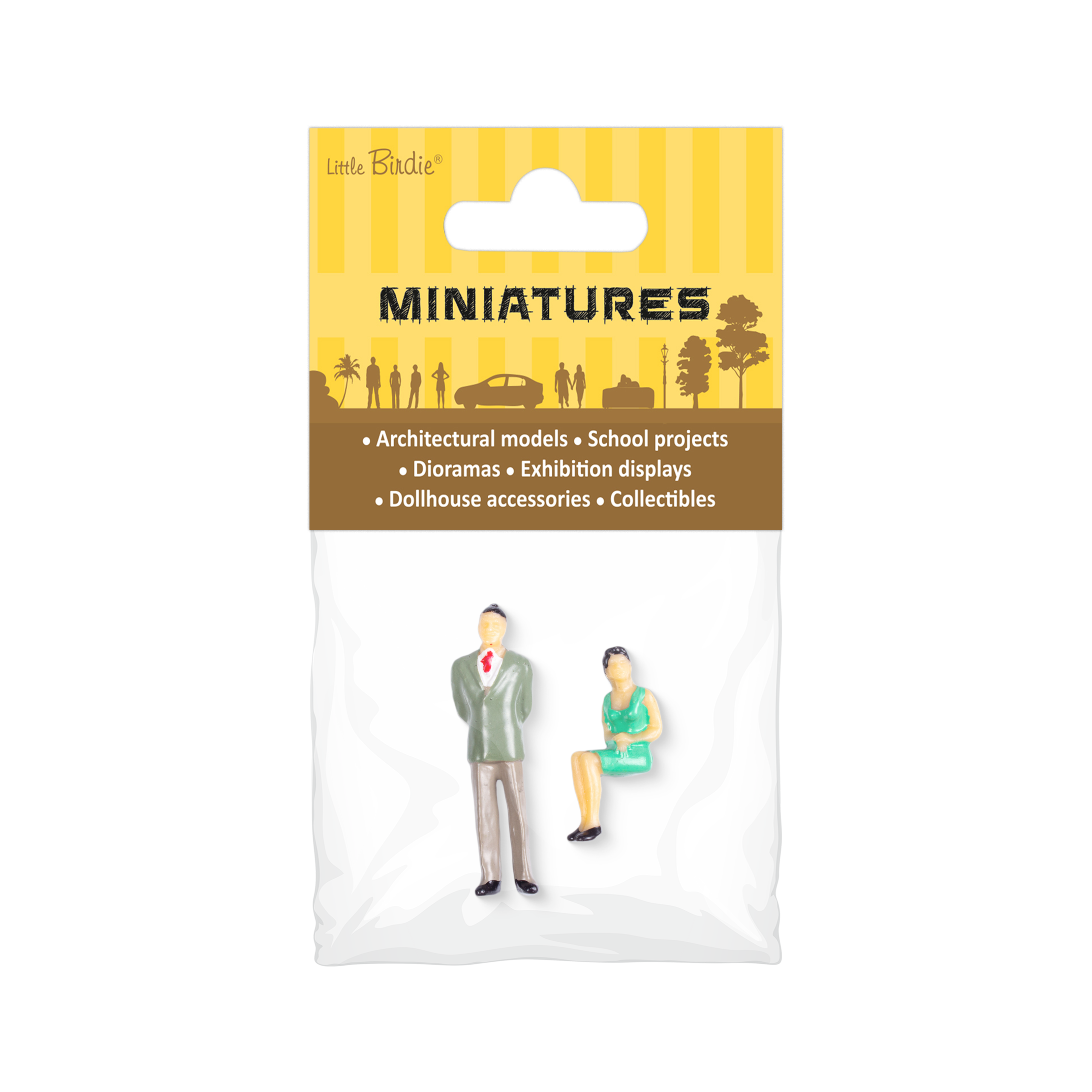 Miniature Human Figurine Assorted Colours H36mm 2pc