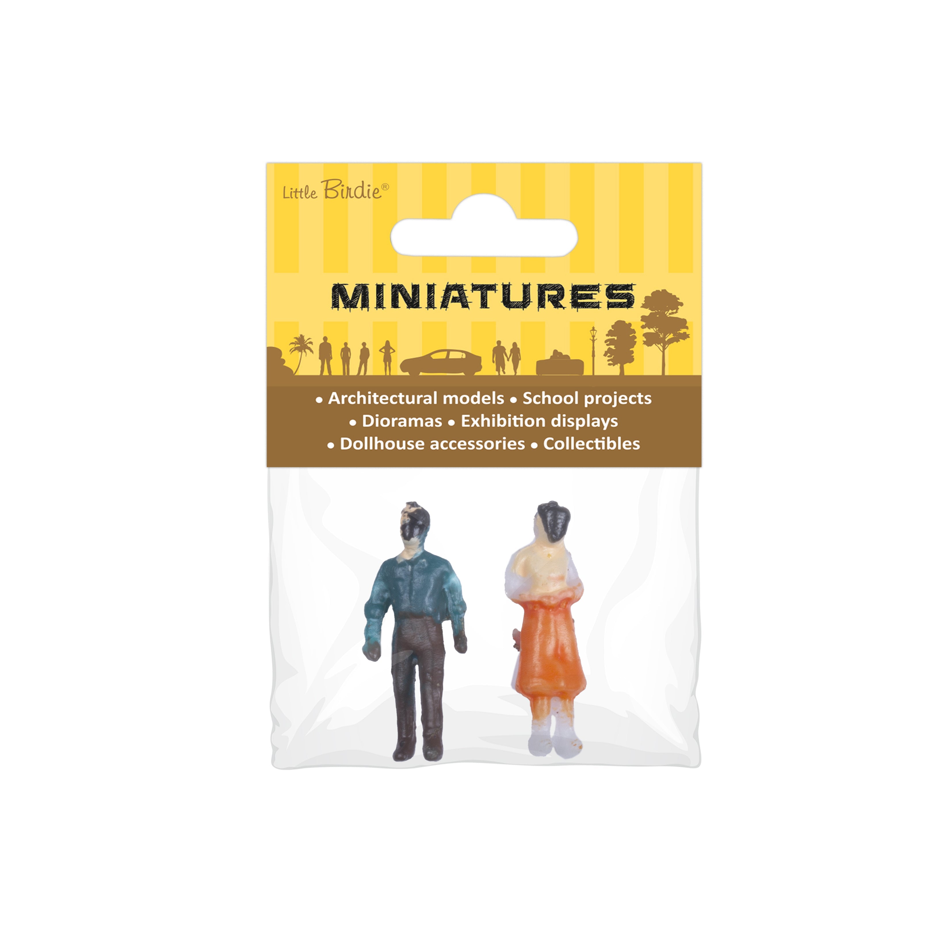 Miniature Human Figurine - Assorted Colours - H13mm - 2pc