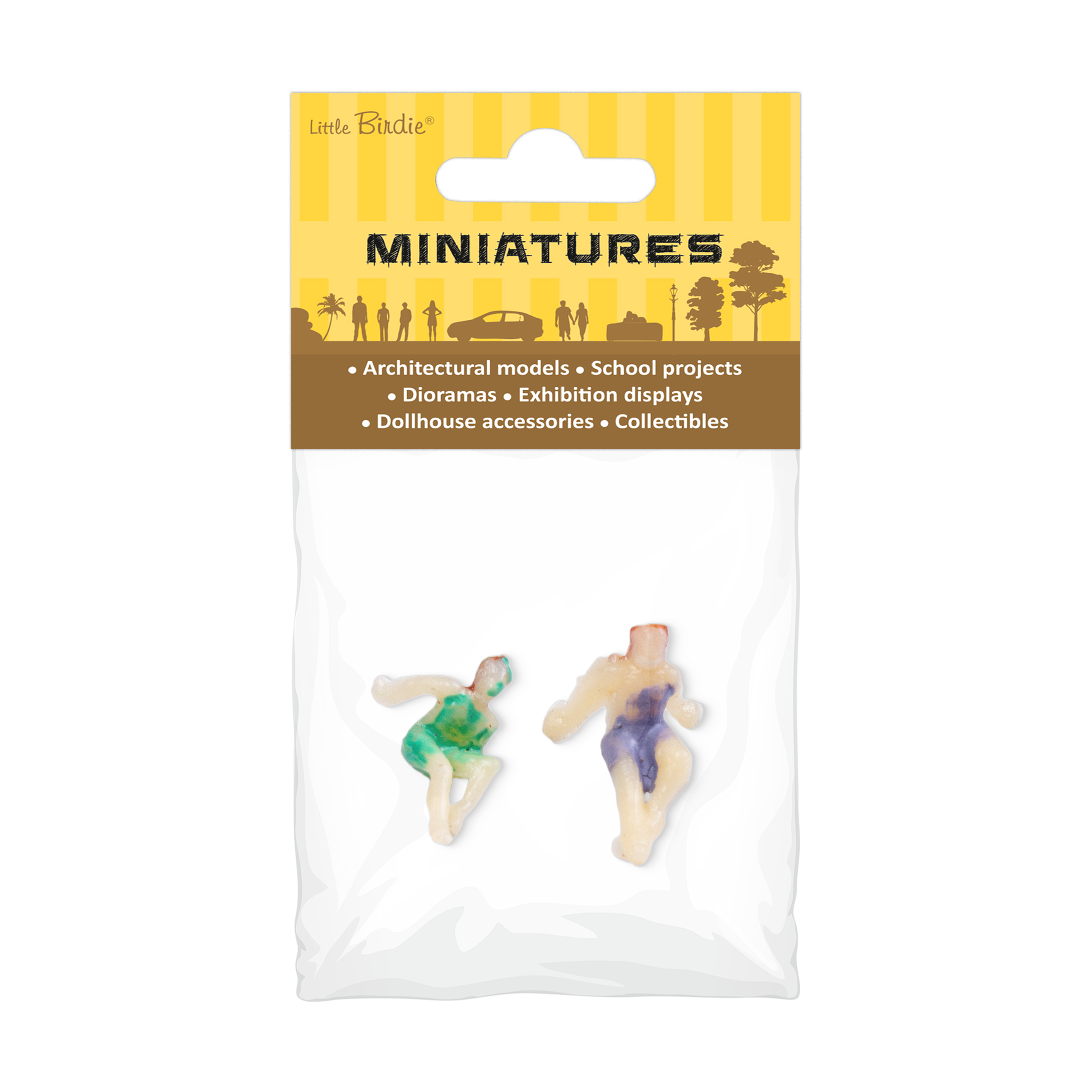 Miniature Human Figurine Beach Theme Assorted Colours H12mm 2pc