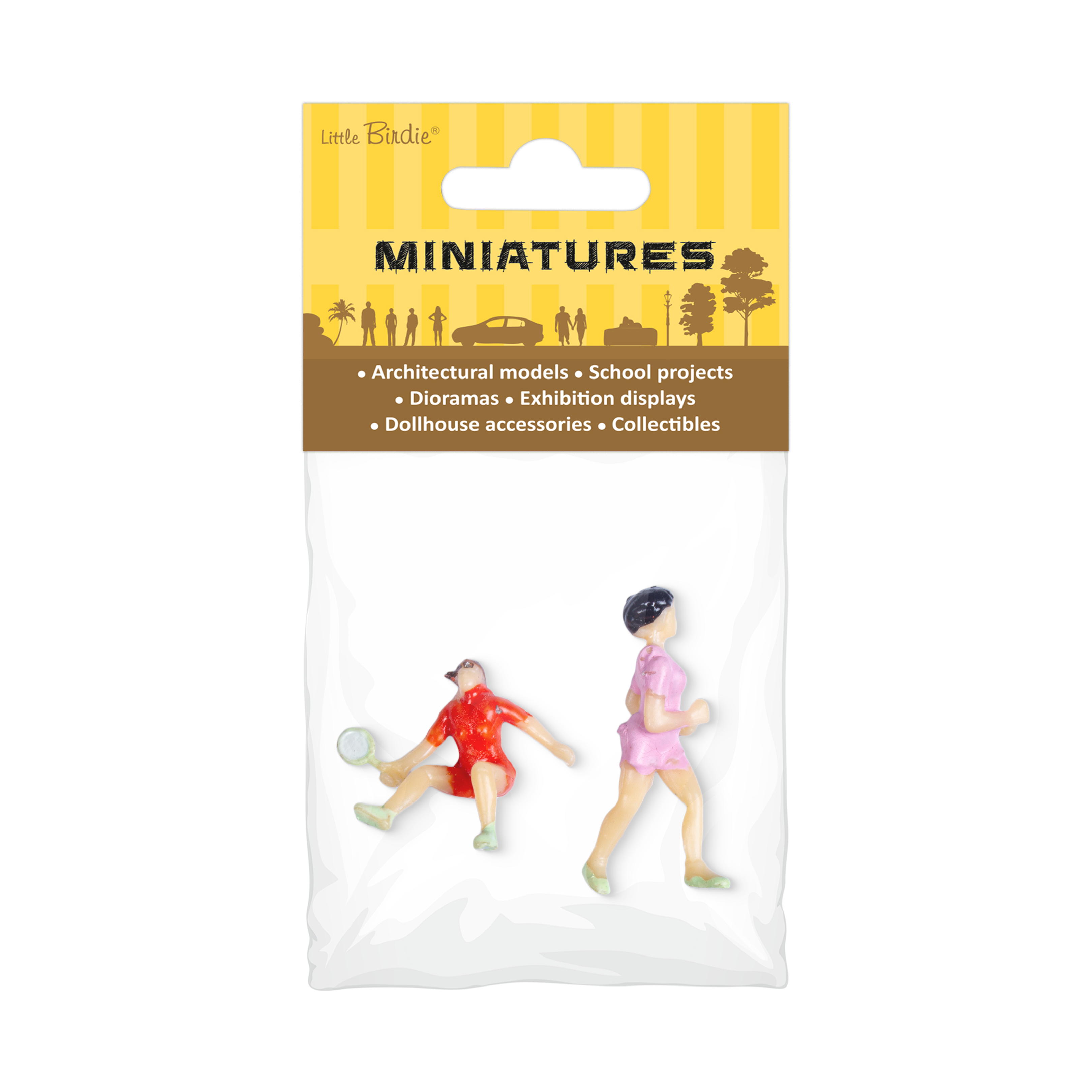 Miniature Human Figurine Sports Theme Assorted Colours H36mm 2pc