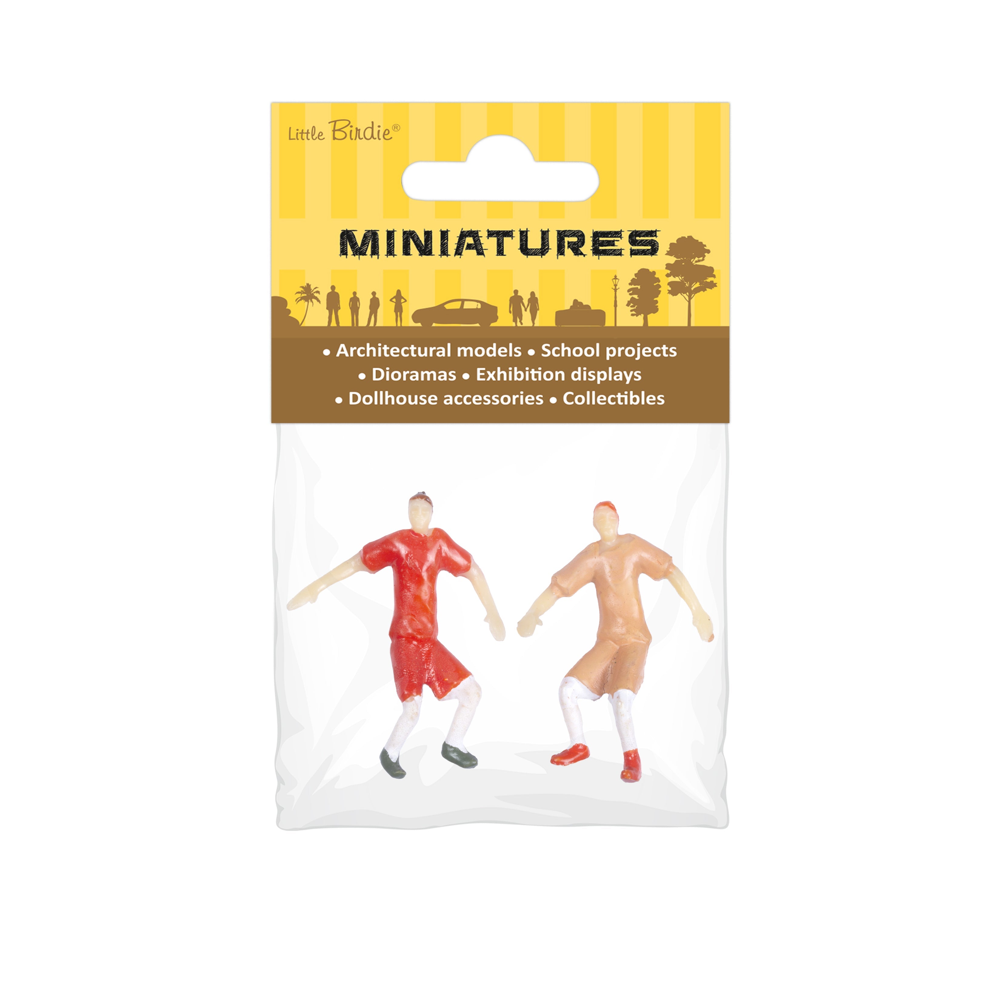 Miniature Human Figurine Football Theme Assorted Colours H36mm 2pc