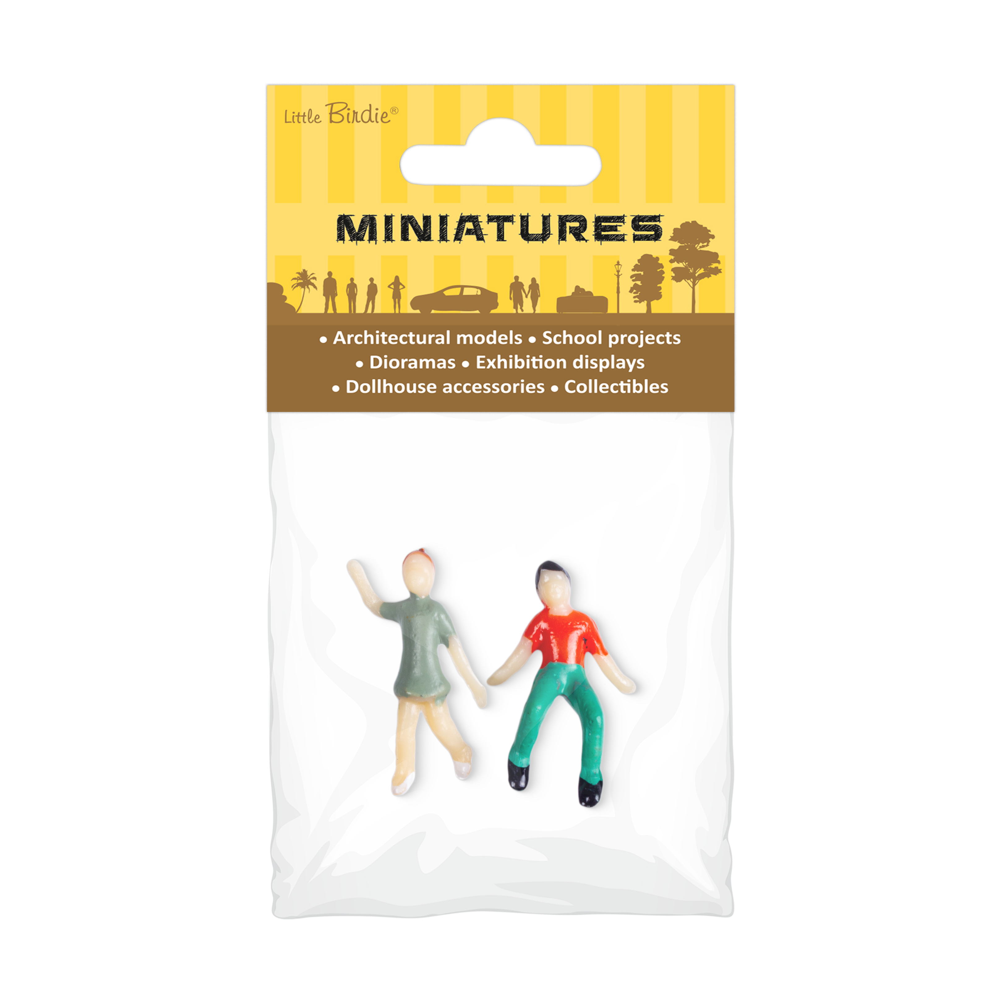 Miniature Human Figurine Football Theme Assorted Colours H24mm 2pc