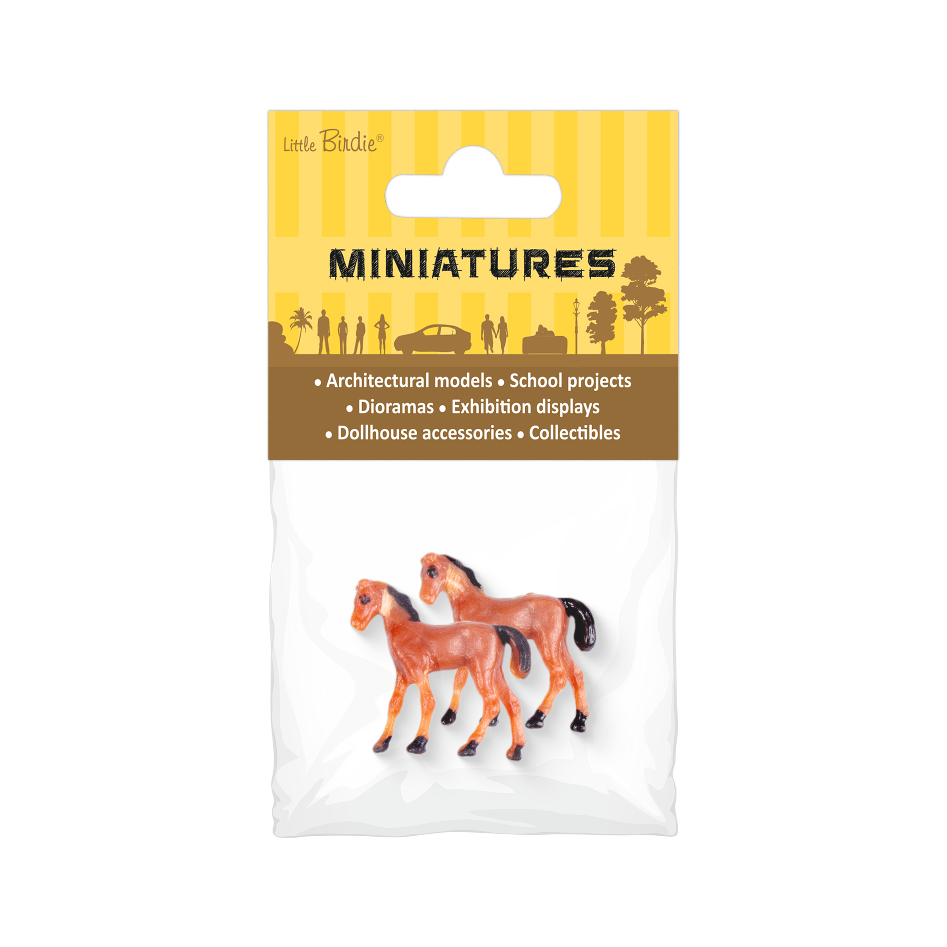 Miniature Horse Figurine Assorted Colours H25mm 2pc