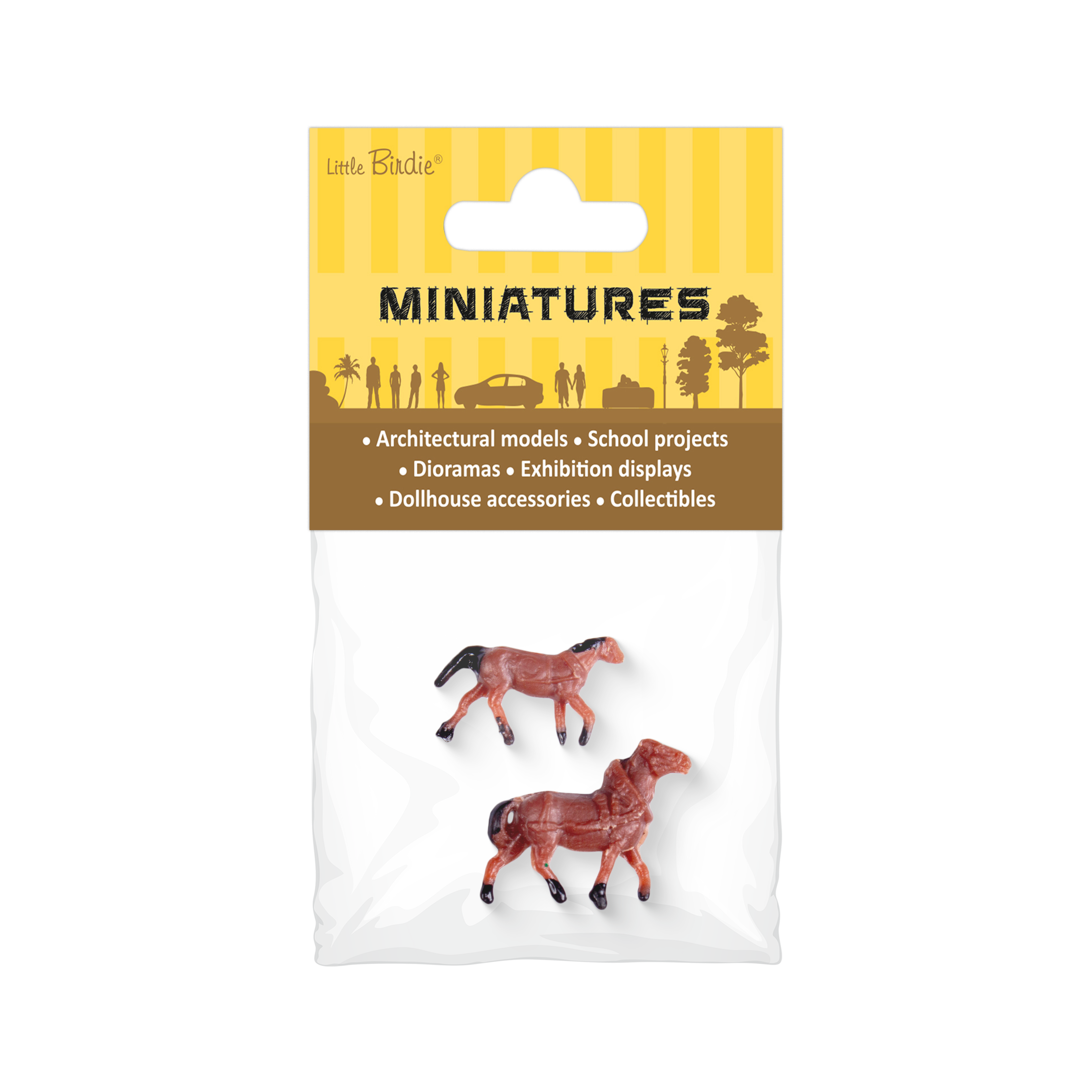 Miniature Horse Figurine Assorted Colours H13mm 2pc