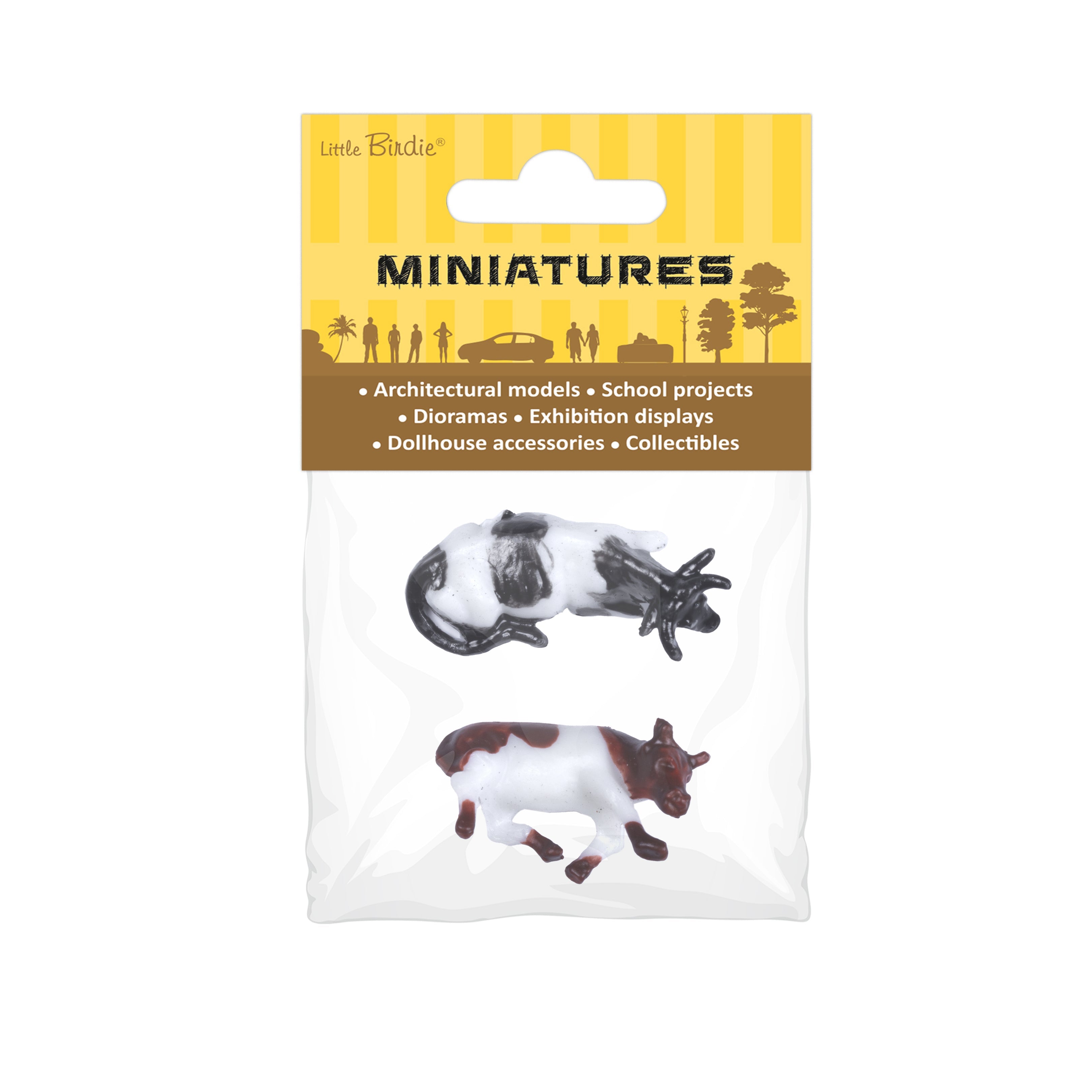 Miniature Cow Figurine Assorted Colours H20mm 2pc