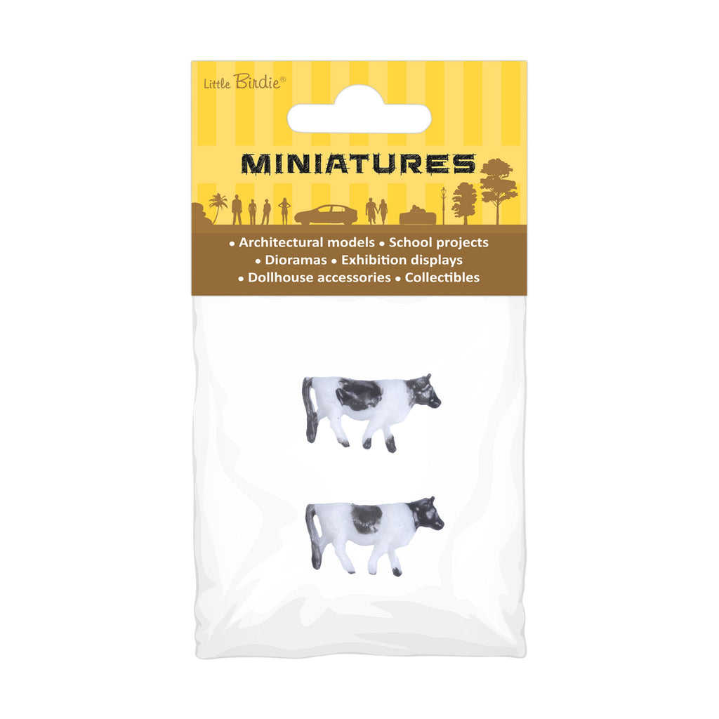 Miniature Cow Figurine Assorted Colours H7mm 2pc