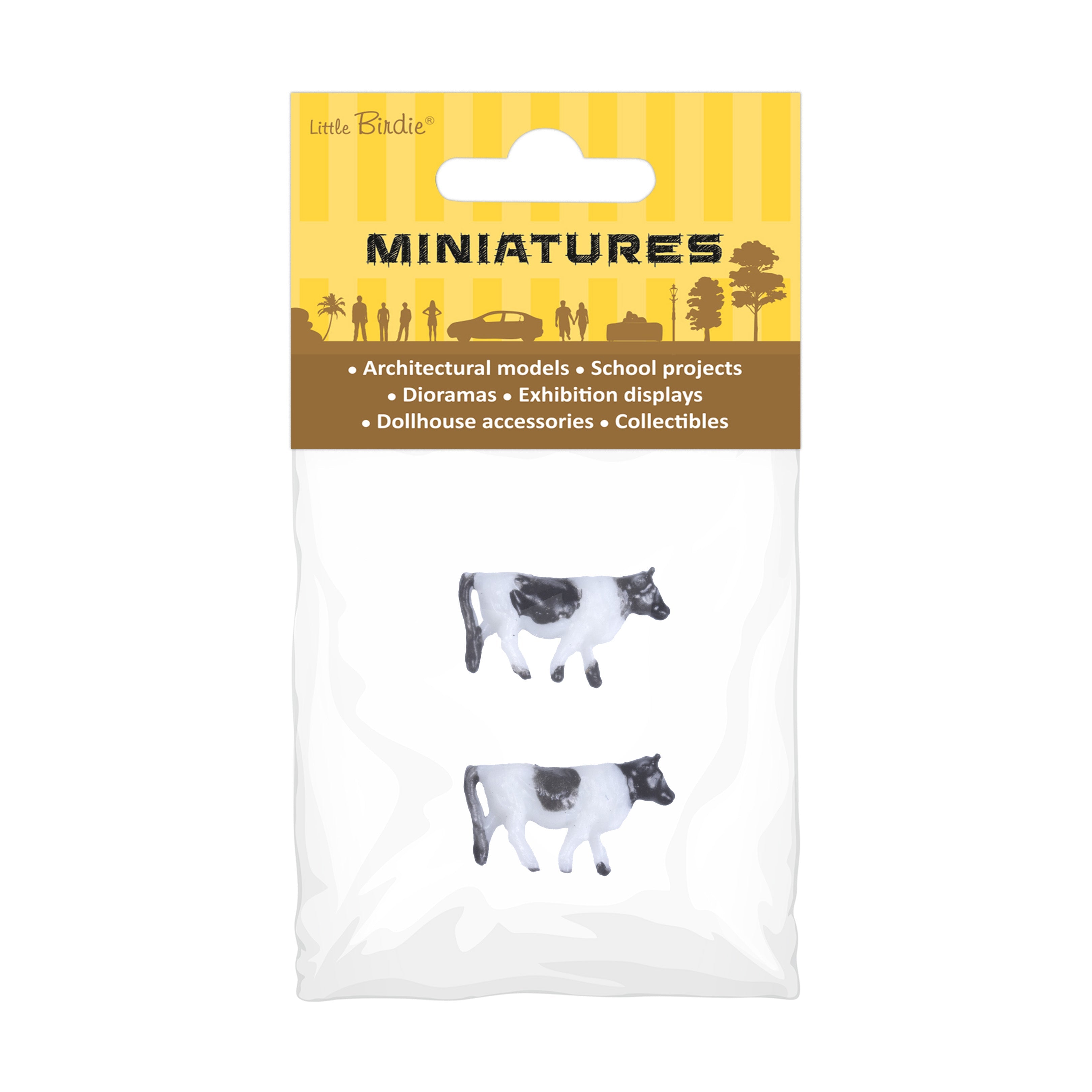 Miniature Cow Figurine Assorted Colours H7mm 2pc