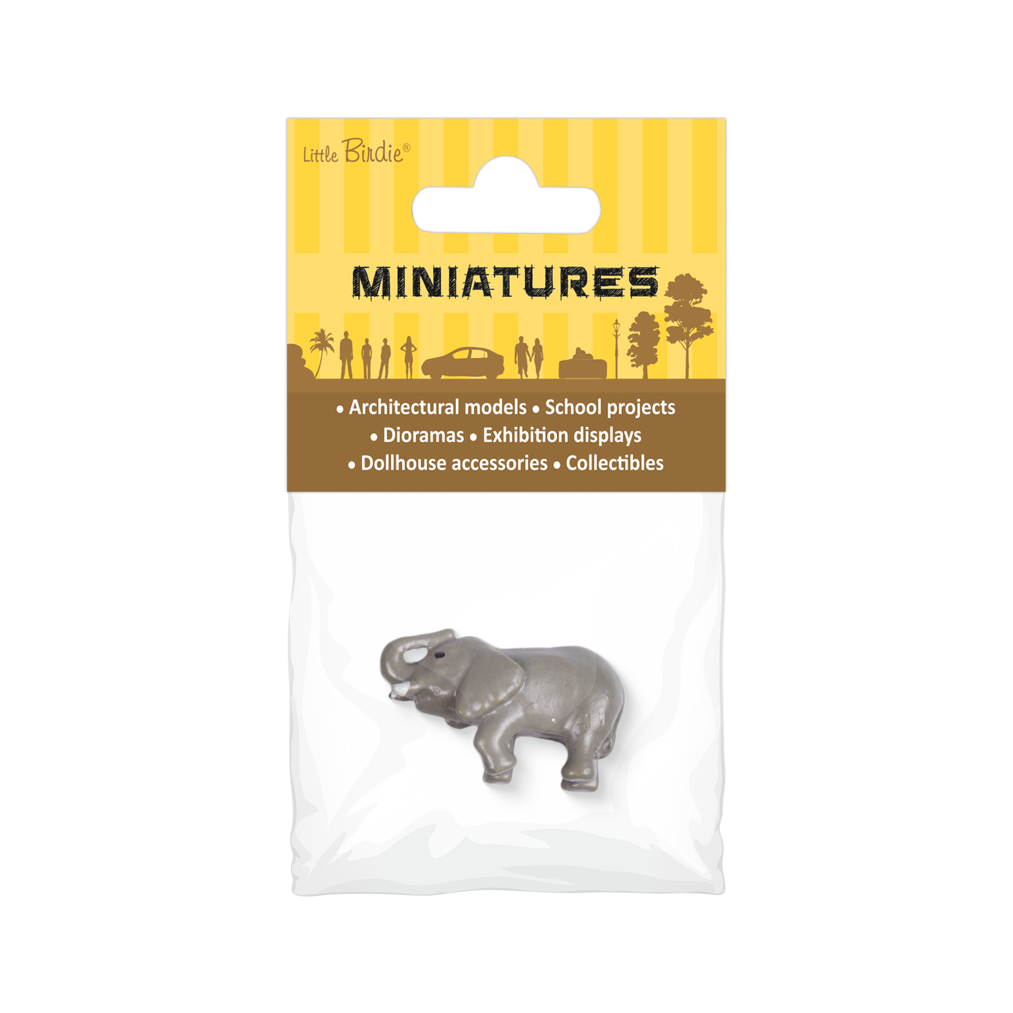 Miniature Elephant Grey L2.3 X W10 X H14mm1pc