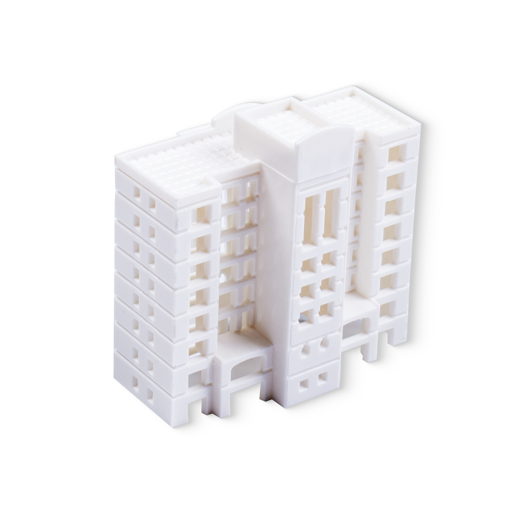 Miniature Apartment Building 2 part set White L39 X W26 X H41mm1pc