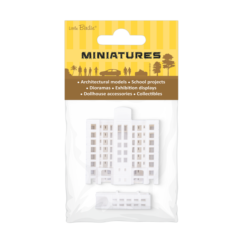 Miniature Apartment Building 2 part set White L39 X W26 X H41mm1pc