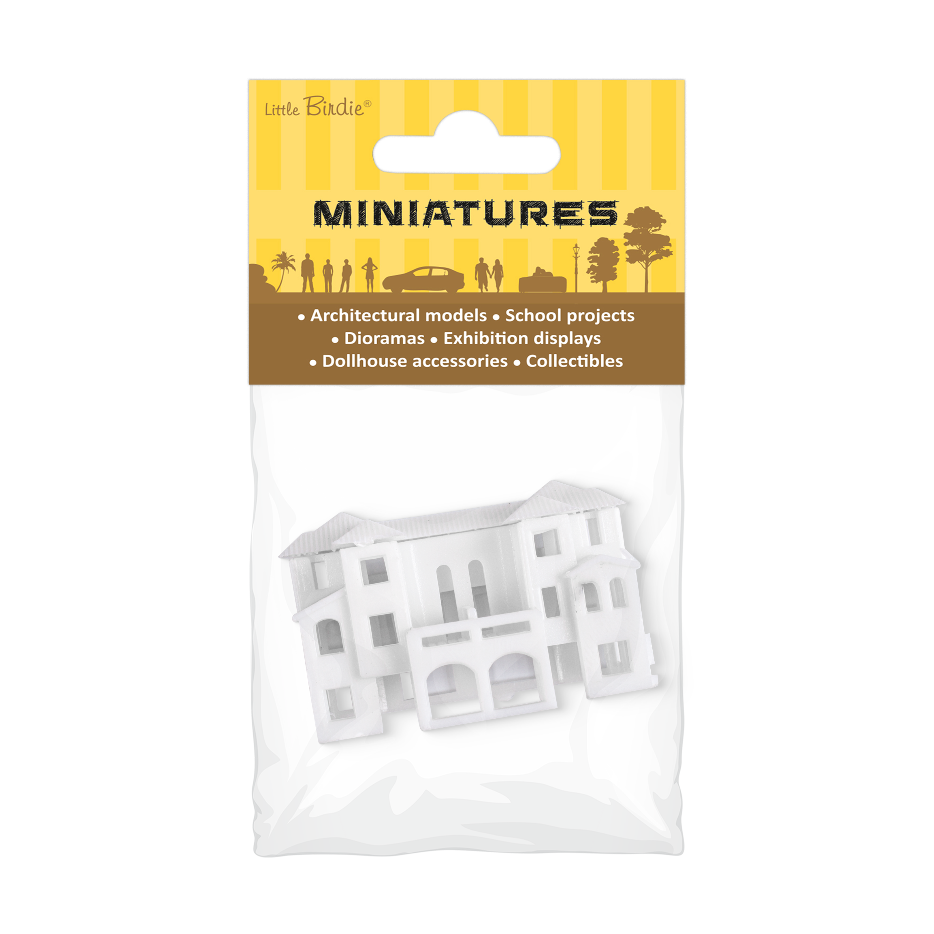 Miniature Villa 3 Floors White L40 X W26 XH25mm1pc
