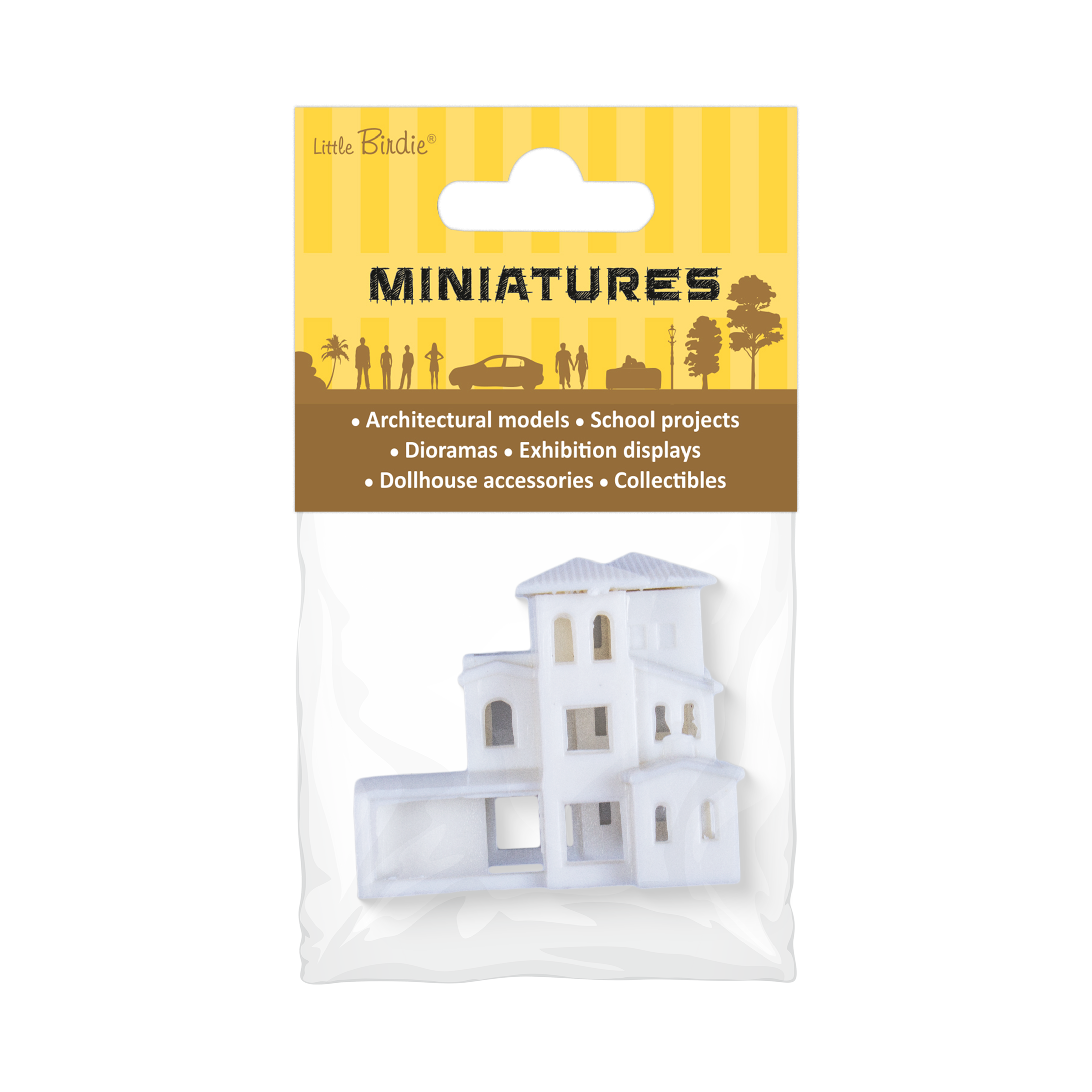Miniature Villa 3 Floors White L30 X W23 XH25mm1pc