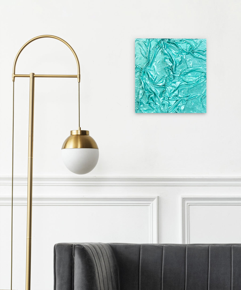 Wall Decor Faux Leather Art Carribean Teal Approx H12 X L12 X D0.78inch 1pc