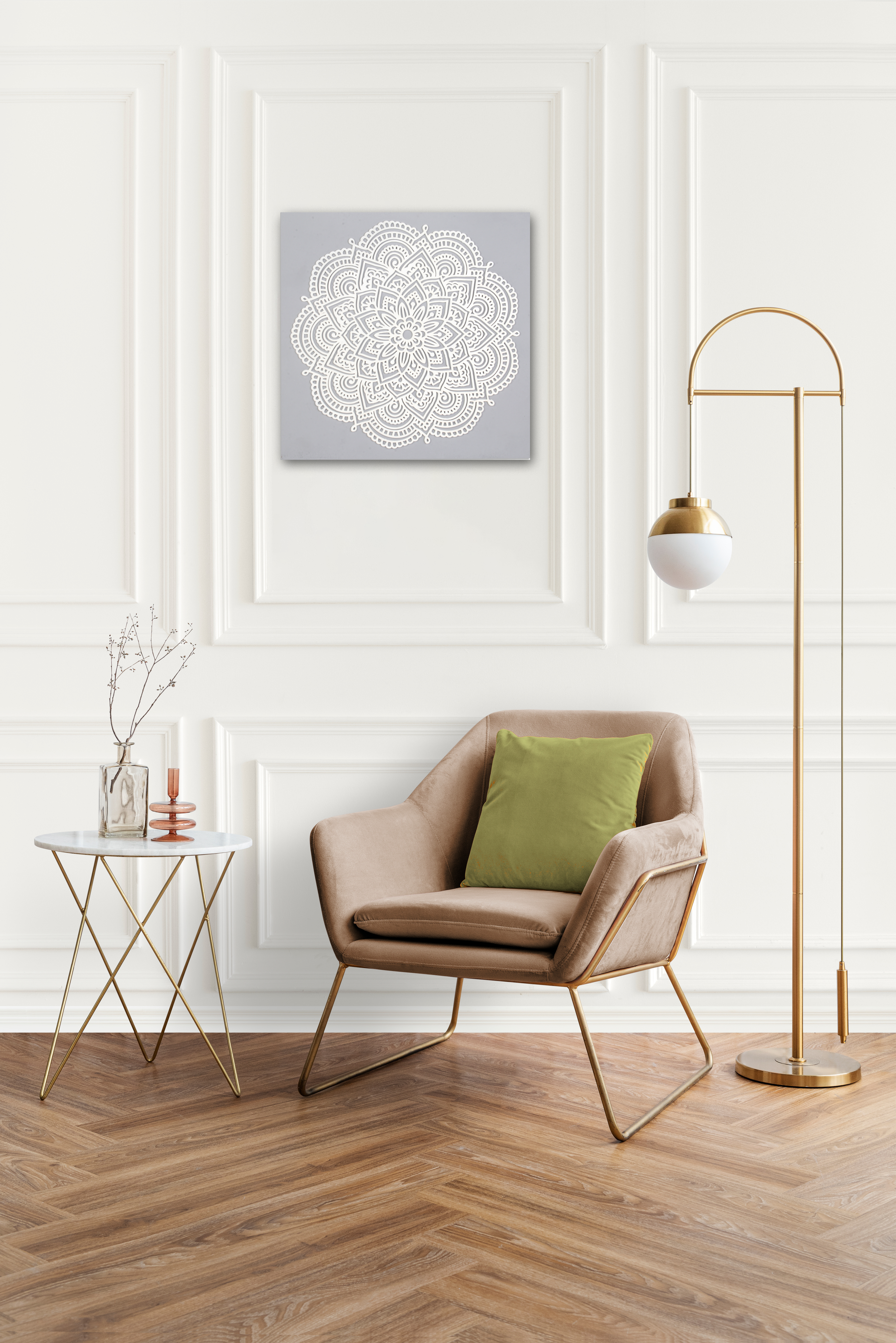 Wall Decor Floral Mandala Approx H12 X L12 X D0.78inch 1pc